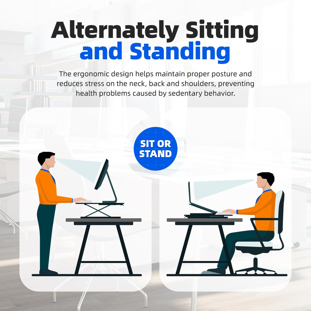 Hoodutric Standing Desk Converter Height Adjustable, Sit to Stand up Desk Riser Computer Workstation use in Laptop and Single Monitor Ergonomic Desktop Workstation for Home Office - Black