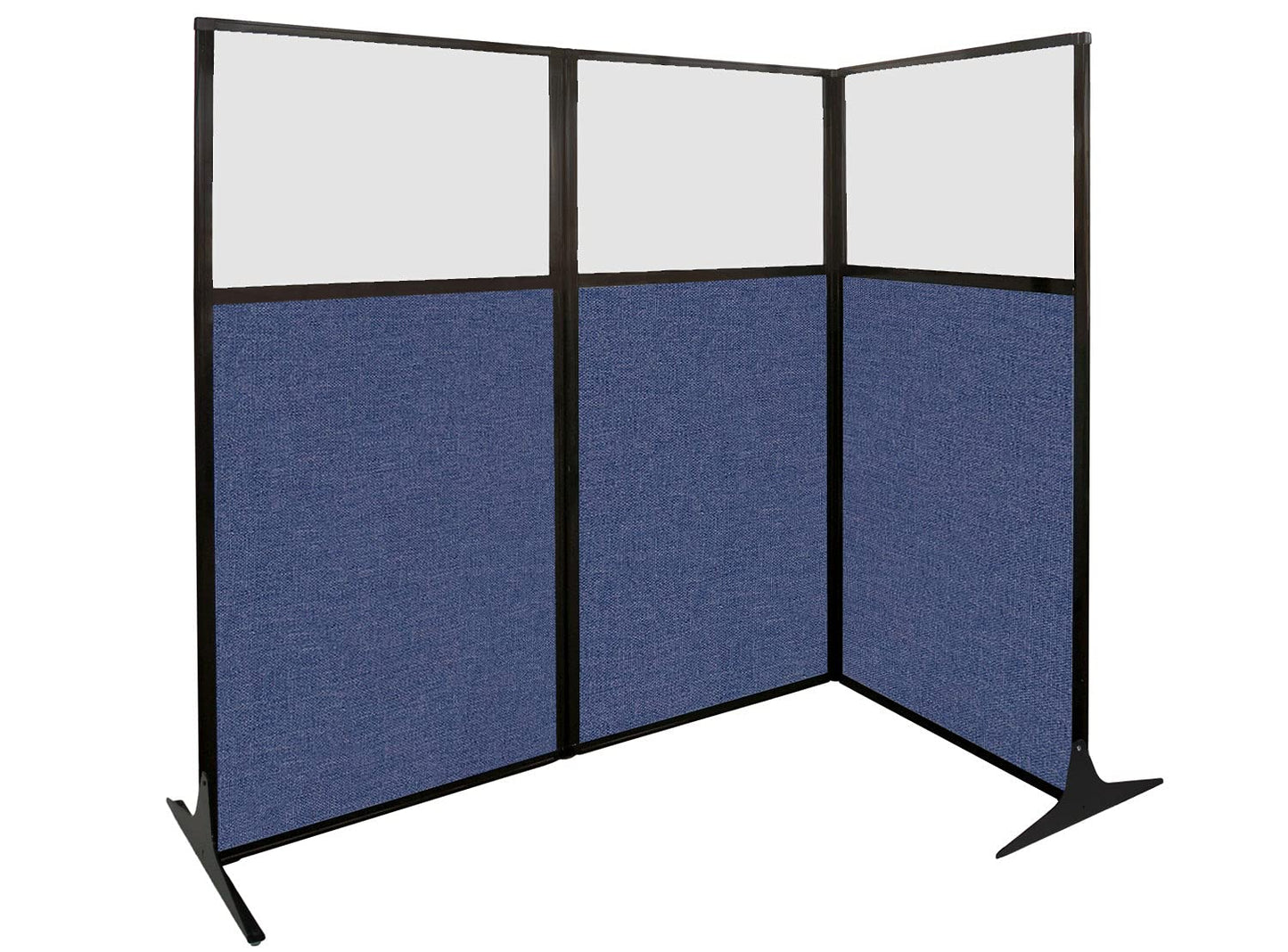 Versare Workstation Partition | Portable Wall Divider | Modern Office Cubicle | Free Standing Privacy Screen | Flexible Work Space | 99" x 70" W/Window, Cloud Gray Fabric Panels