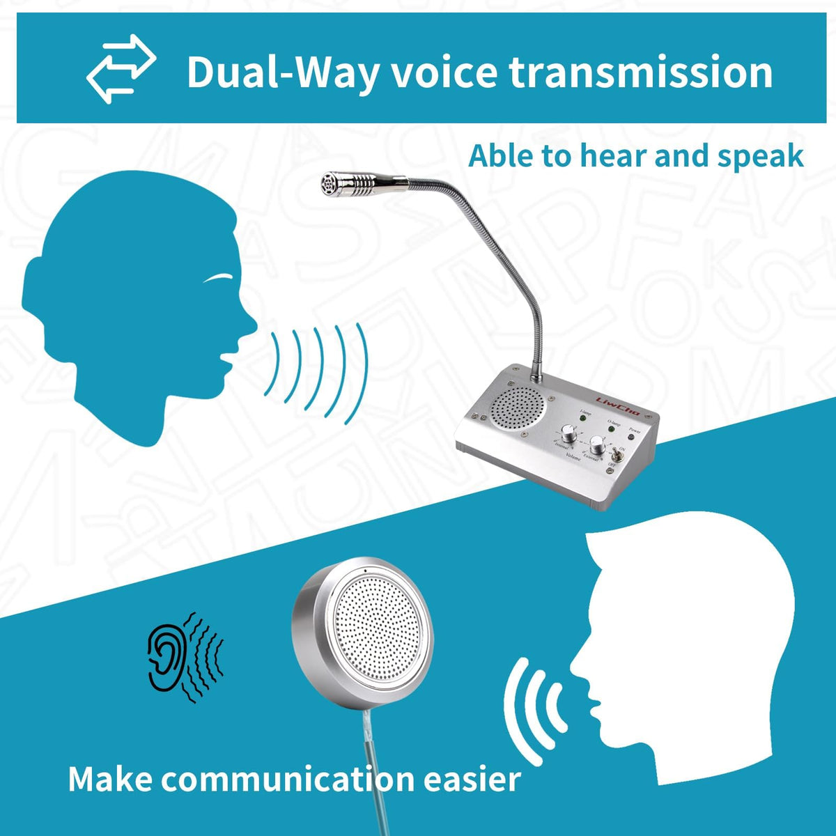 LiwCho Dual-Way Window Intercom System,High Power Speaker,Microphone Speaker for Teller Window, Two Way Interphone for Bank,Hospital,Business,Office.