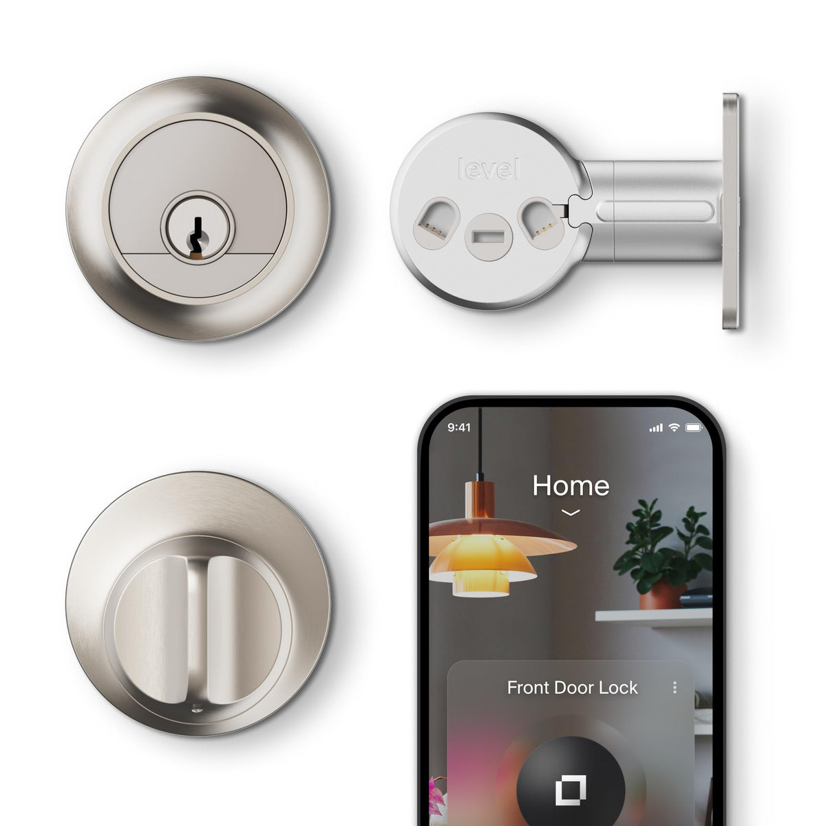 Level Lock Pro - World’s Smallest, Fastest, Innovative Smart Lock - Matter-Over-Thread Deadbolt Plus Apple Home Key - Keyless & Remote Access via Apple, Alexa, Google Home, SmartThings (Satin Nickel)