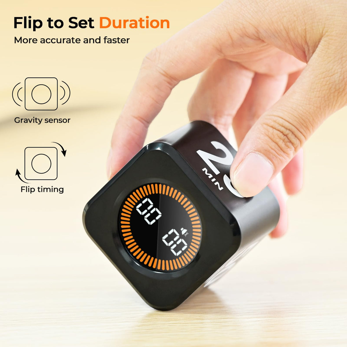 EooCoo Pomodoro Timer Cube, Cool Stuff Gadgets, Visual Timer with Gravity, Countdown 5/10/25/50 Min, Rechargeable Productivity Tool for Office, Classroom, Kitchen, Gym, Yoga, College School Supplies