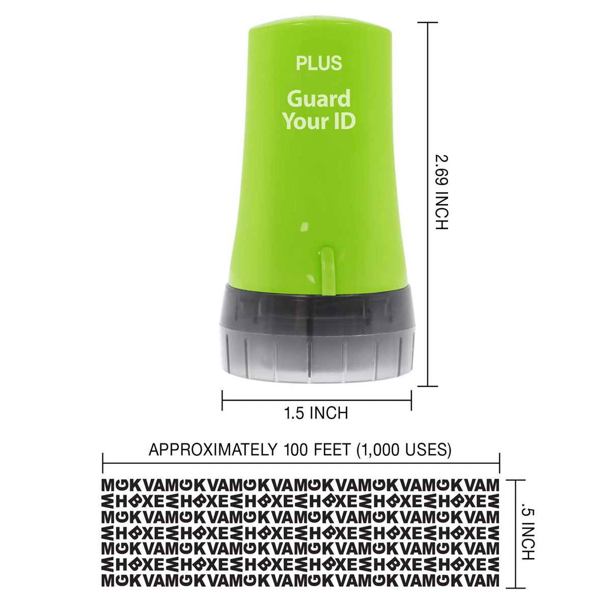 Guard Your ID Security Roller Set for Identity Theft Protection Advanced 2.0 Stamping and Redacting (Regular 3-Pack, Green)