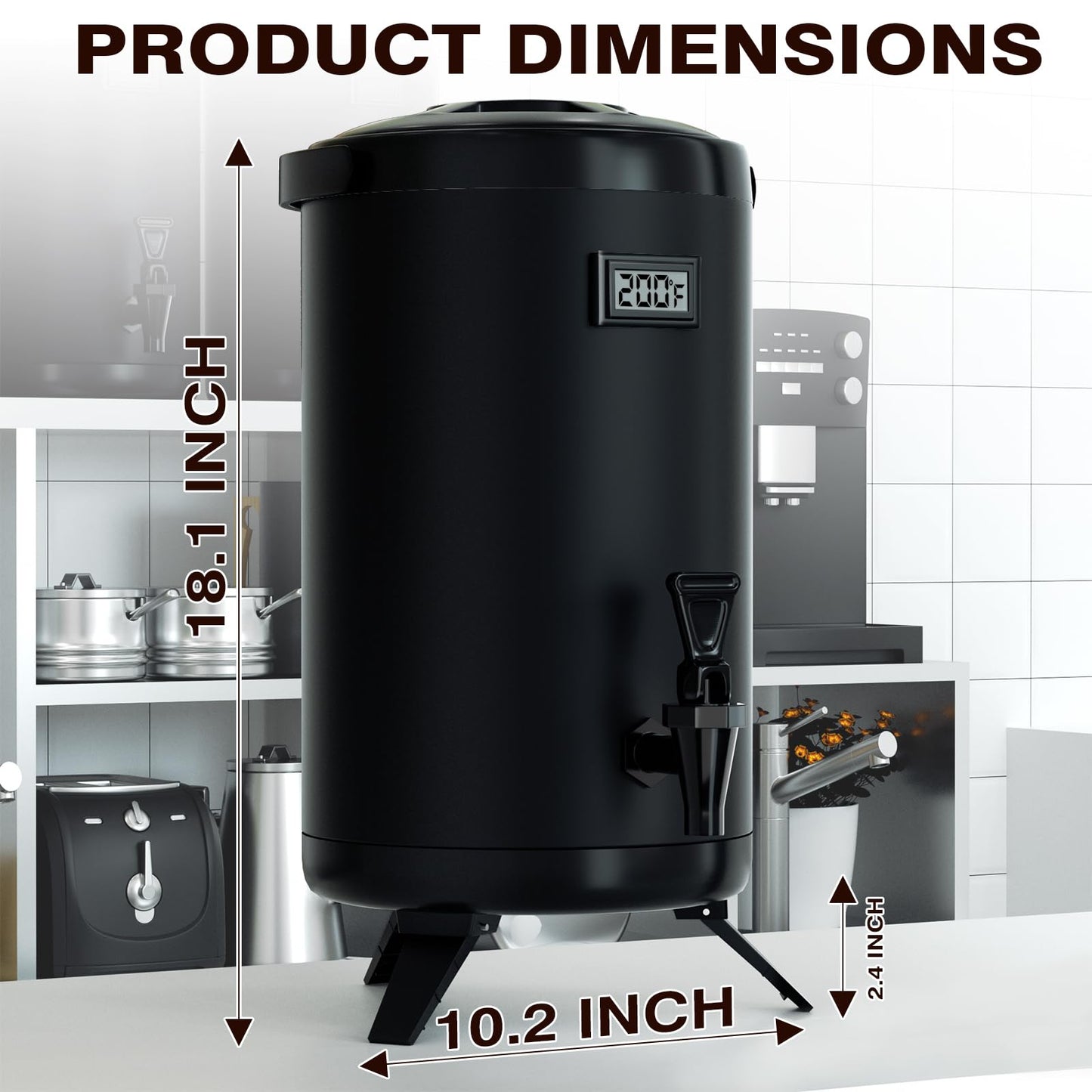 Insulated Beverage Dispenser-NON HEATING-75 Cup Cold Drink Beverage for Catering-Stainless Steel Iced Beverage Dispenser 12 L/3.2 Gallon Coffee Dispenser with Spigot for Tea,Juice (black)