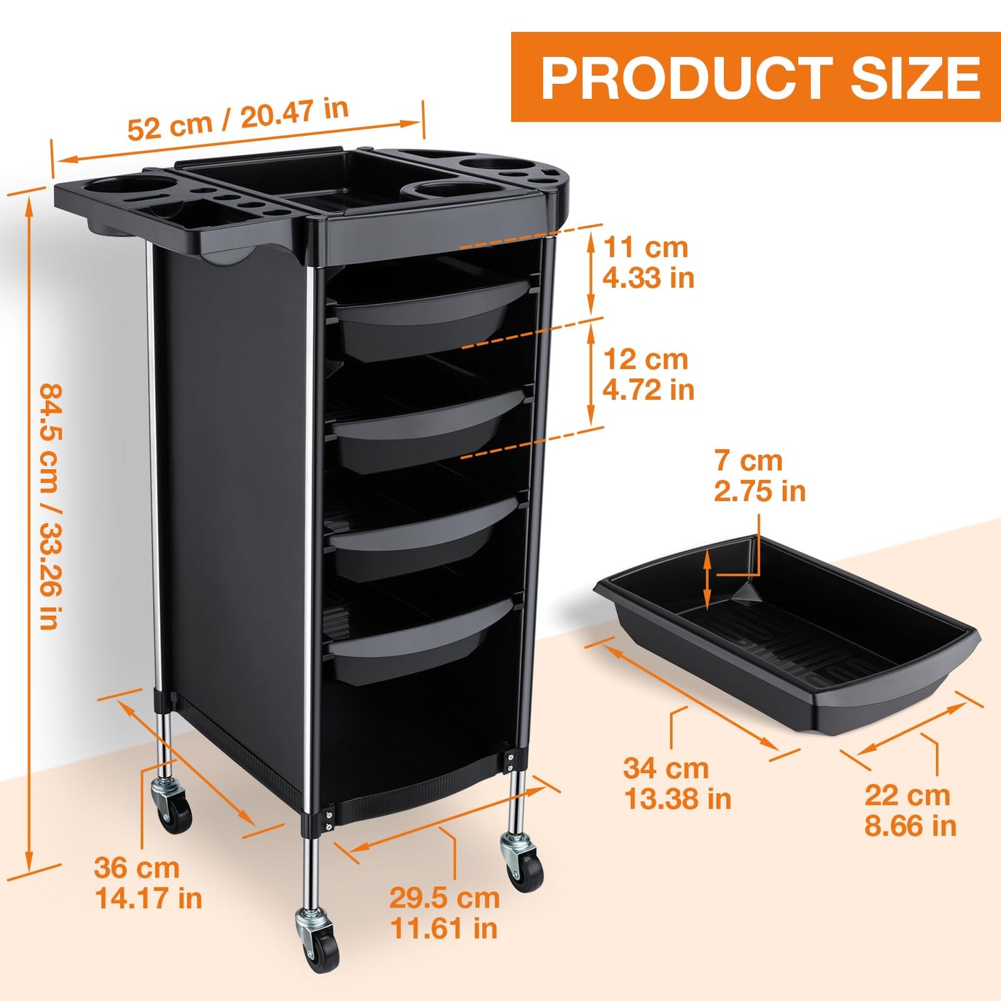 Noverlife Hair Salon Storage Tool Cart, 6-Layer Salon Cart with Wheels, Space Saving Barber Station Trolley, Rolling Carts for Hair Stylist Barber Storage Trolly for Hairdressing Beauty SPA Tattoo