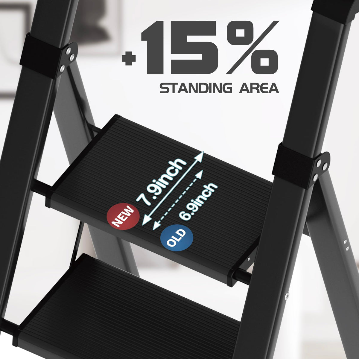 Taranta 4 Step Ladder,Liahtweight Aluminum Laddewith Handgrip, Portable Folding Stepladder with Anti-SlipPedalfor Home, Ofice, Kitchen 330lbs - Black