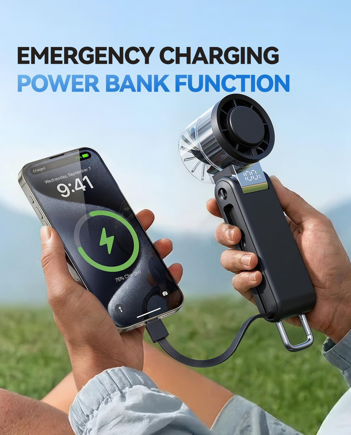 MUXNW Portable Handheld Turbo Fan: 100 Speed Levels, 4000mAh Rechargeable, 3-in-1 Foldable Mini Fan, Gift for Women & Teens, Ideal for Summer Travel, Vacation, Beach