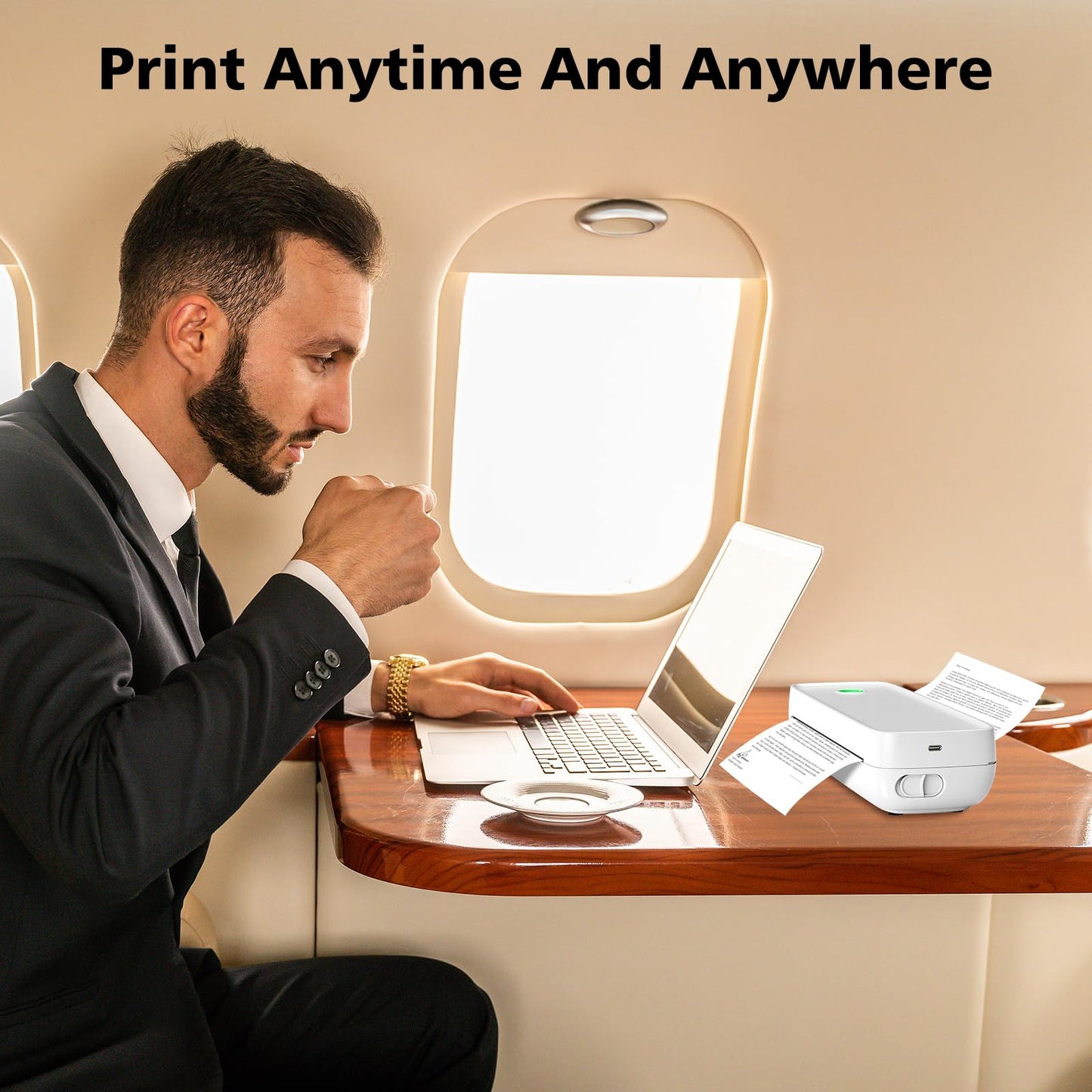 MinZhi Inkless Portable Printer for Travel, Wireless Printer Supports 8.5 x 11 Inch Thermal Paper, Bluetooth Machine Includes 3 Rolls of Thermal Paper Set