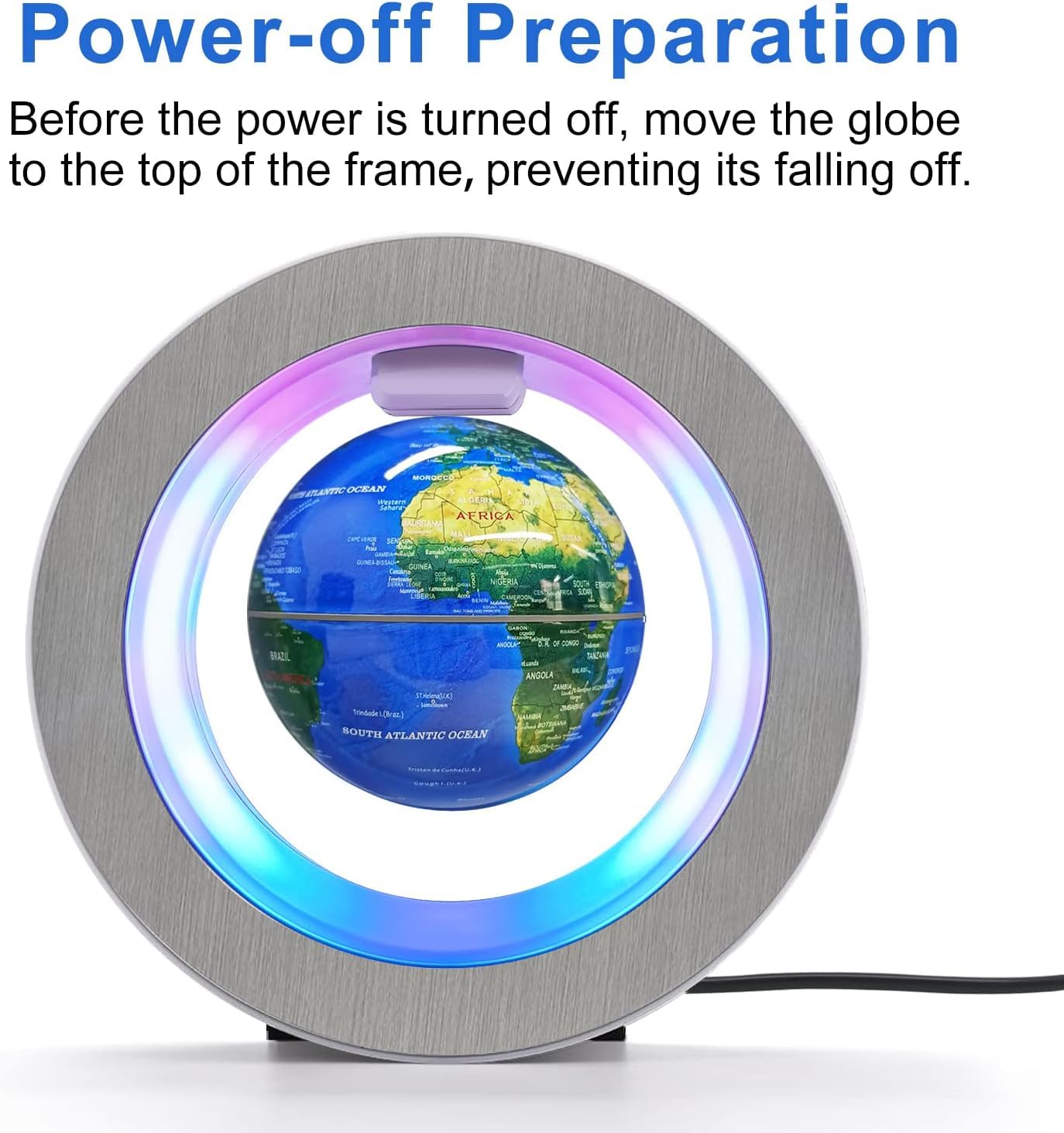 Flagest Magnetic Levitation Floating Globe - Levitating O Shape Globe with LED Lights for Education Home Office Desk Decor - Birthday Holiday Party Gift (4Inches）