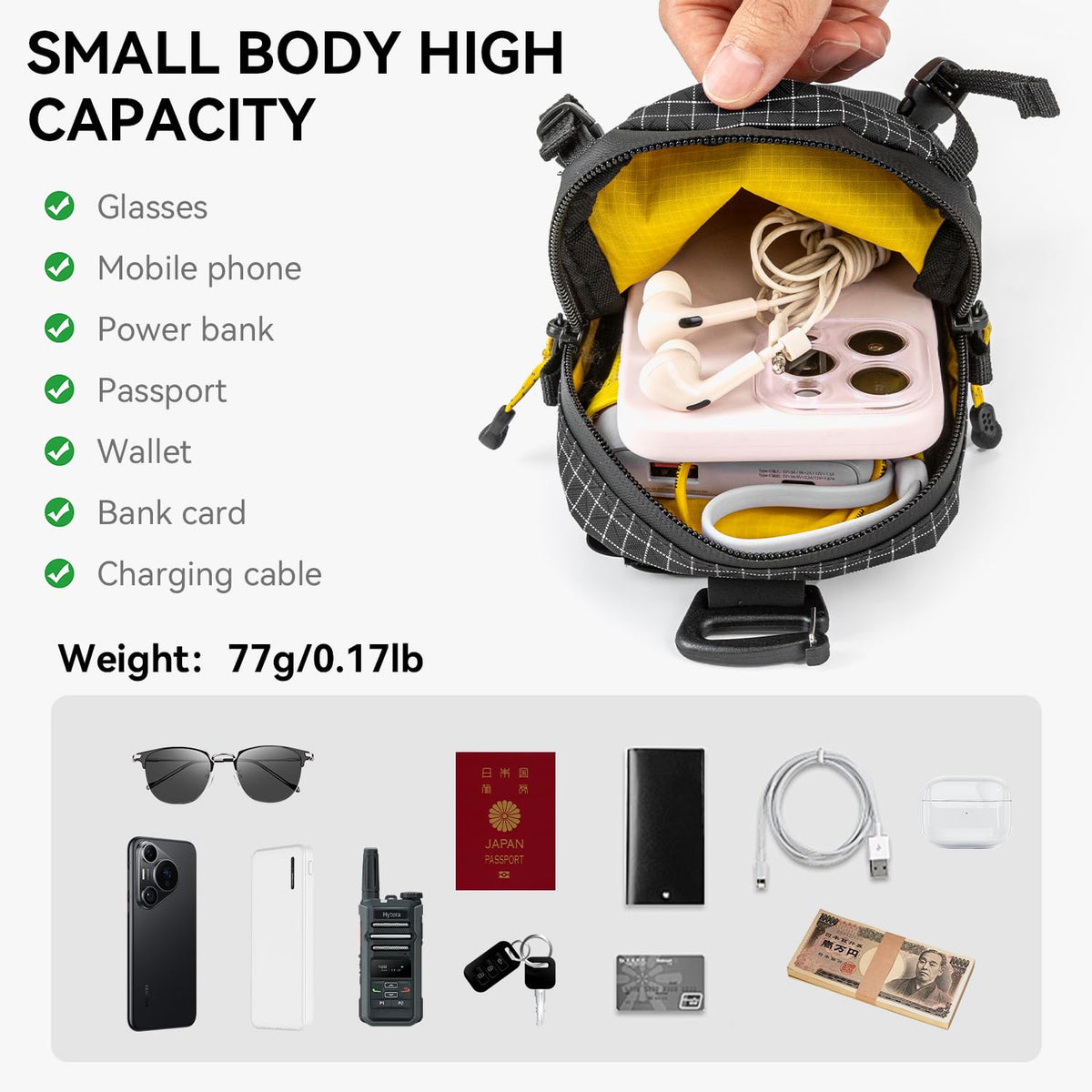 HIKEMAN Backpack Shoulder Strap Pouch - Smartphone Strap Pack,Waterproof Backpack Strap Pocket Attachment Bag for Hikers,Small Crossbody Bag Waist Pack for Sports Hiking Camping(Grey)