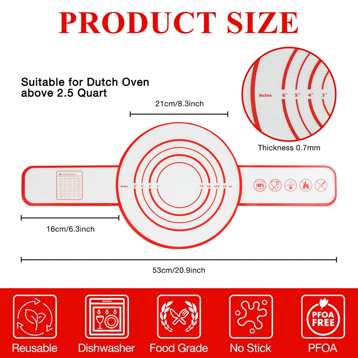 Silicone Bread Sling for Dutch Oven Baking Mat With Extra Long Handles Sourdough Bread Baking Supplies Non-Stick Silicone Mat Reusable Heat Resistant Food Grade Cooking Sheets Liners 2 PCS