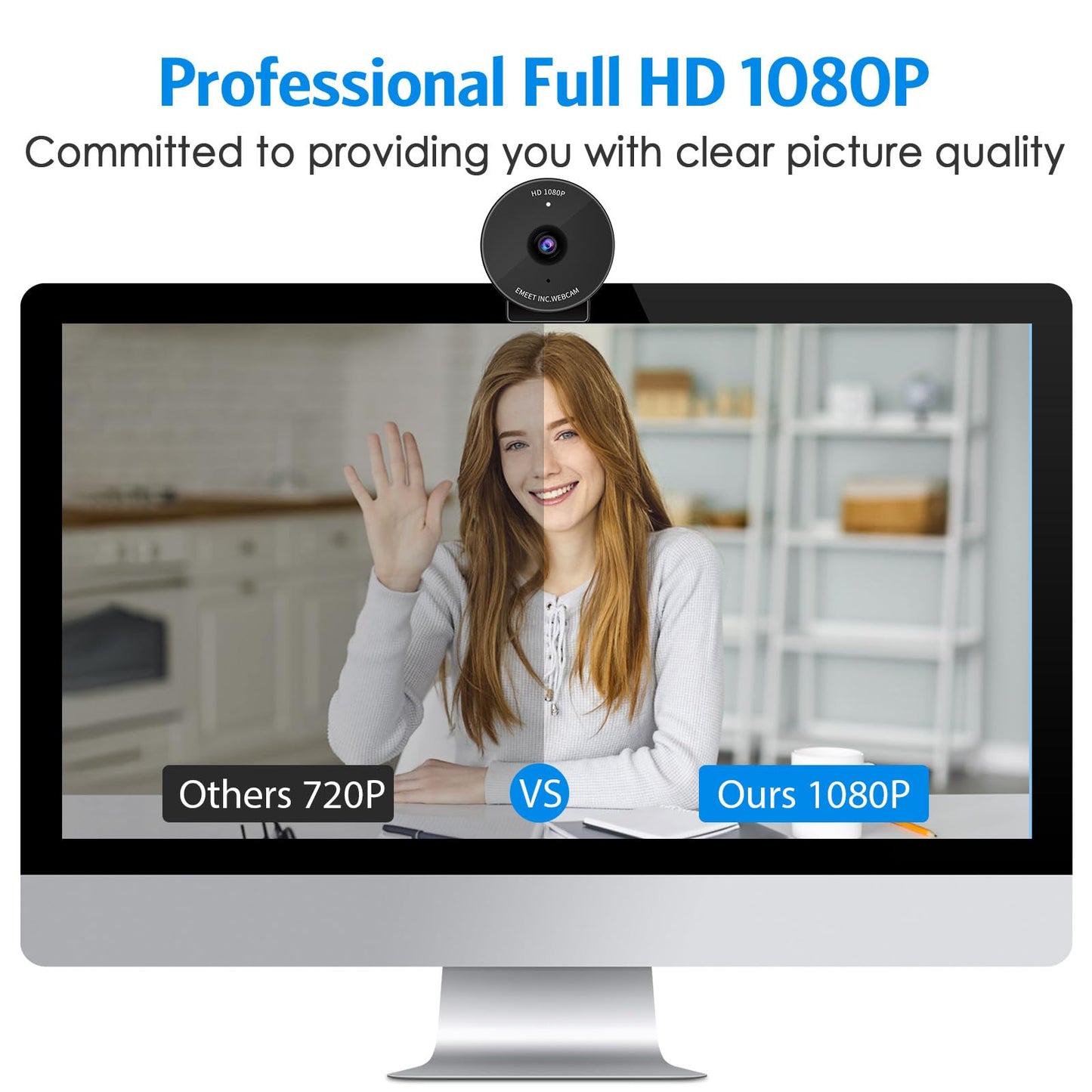 EMEET C950 1080P Webcam - USB Webcam with Microphone & Physical Privacy Cover, Auto Light Correction, Fixed Focus, USB Plug & Play, Ultra Web Cam w/ 70°View for Meeting/Online Classes/Zoom/YouTube