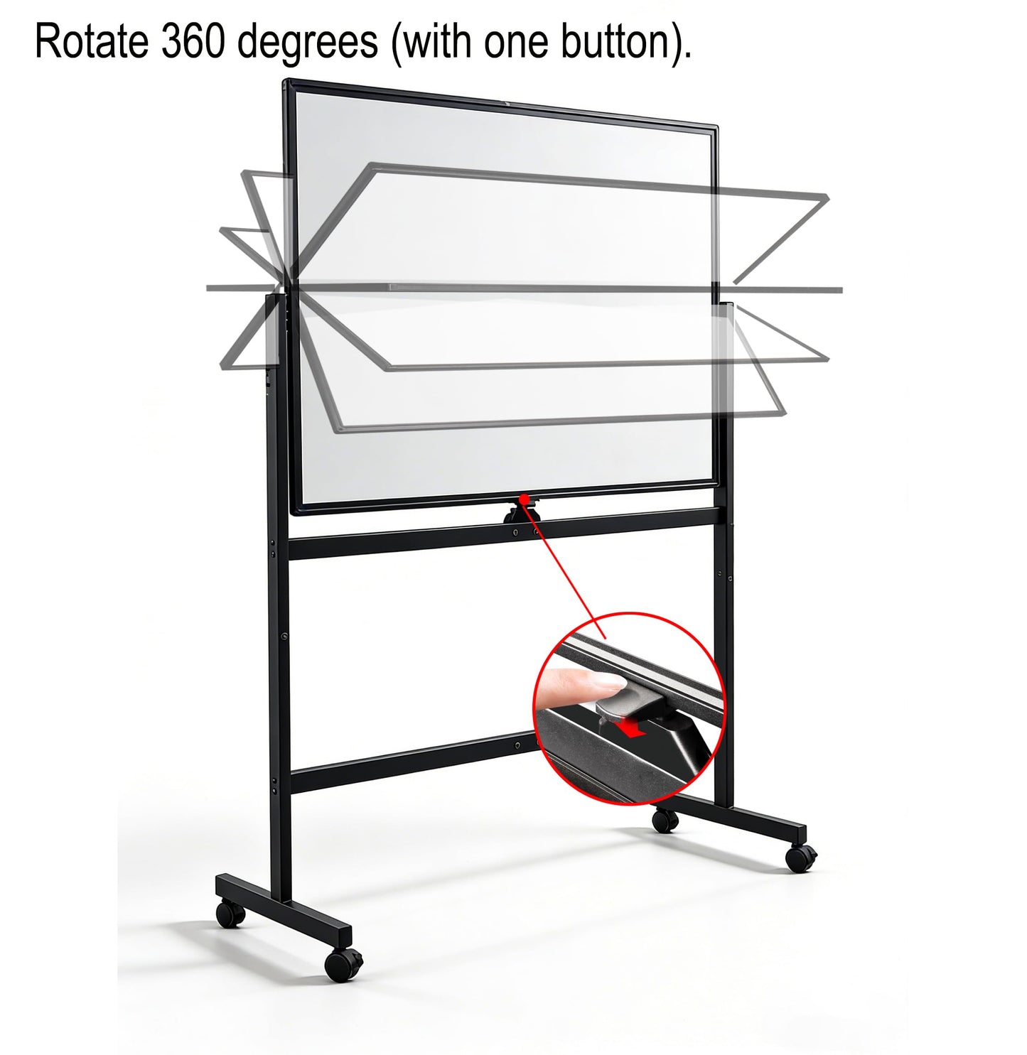 Whiteboard on Wheels, 48" x 32" Double-Sided Mobile White Board with Stand, 4' x 2.6' Portable Standing Dry Erase Board Easel with Lockable Wheels for Home Office Classroom School, Black