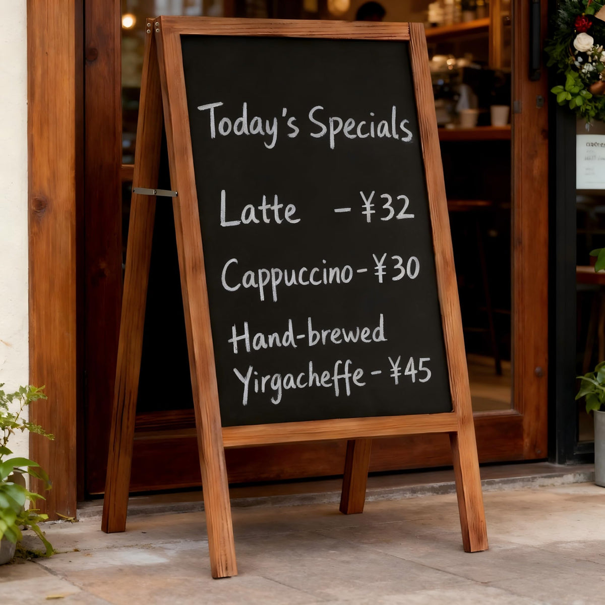 A-Frame Chalkboard Sign Large 40" x 20" Double-Sided Outdoor Foldable Blackboard Magnetic Wooden Sidewalk Signs Standing Board for Cafes & Events