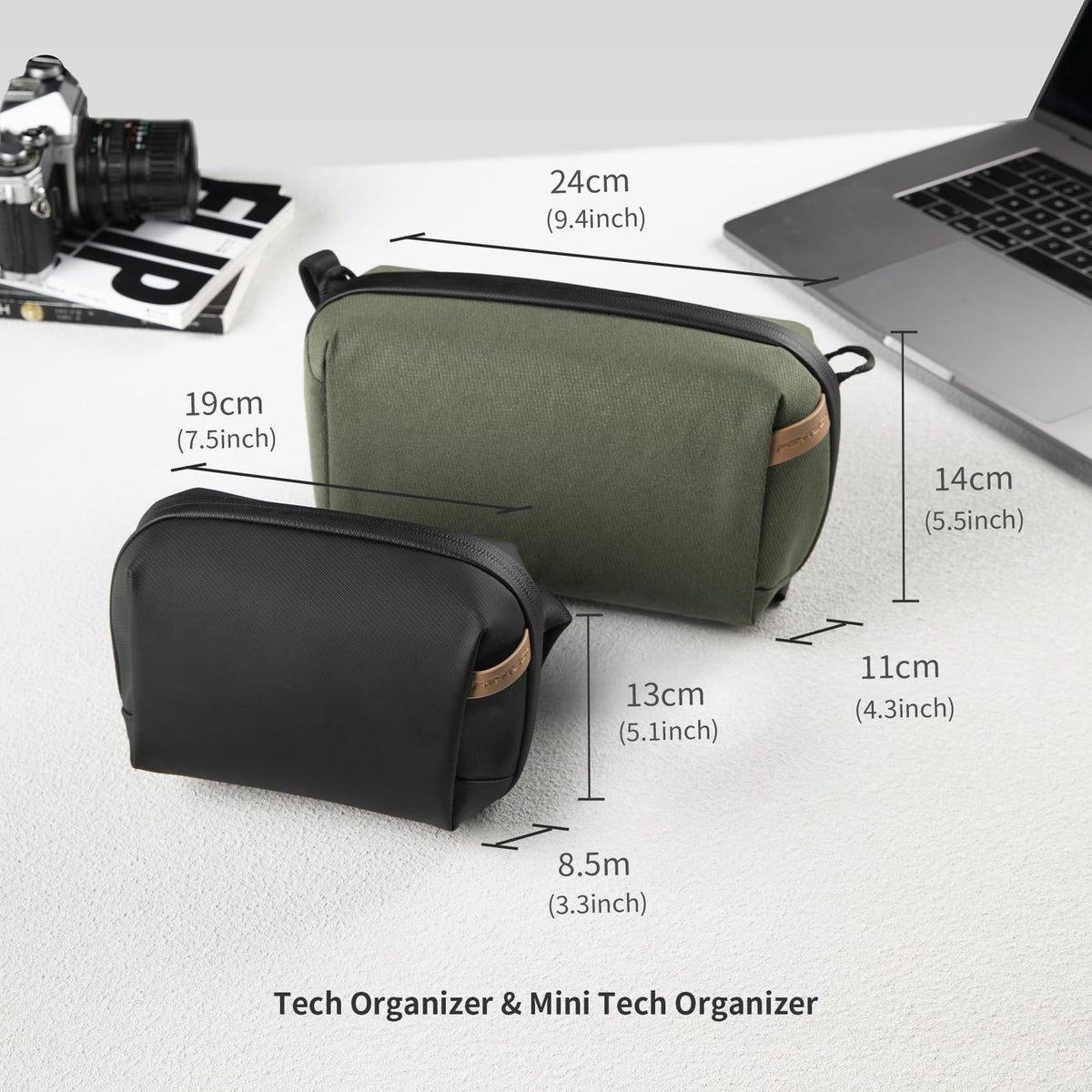 PGYTECH Mini Travel Tech Organizer, Waterproof Tech Bag, Electronics Accessories Organizer Carrying Case, Organizer Bag for Cables, Cord, Phone Batteries, Charger, Photography SD Card, Green