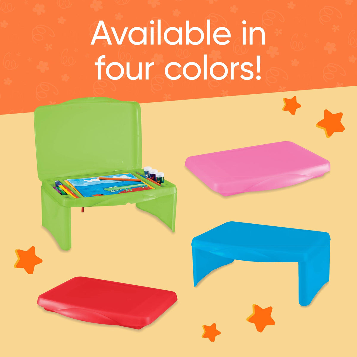 HearthSong Foldable Lap Desk for Kids with Storage - Ideal Floor Desk for Drawing, Studying, Portable Folding Travel Lap Table, Versatile Bed Desk & Lap Tray, Green