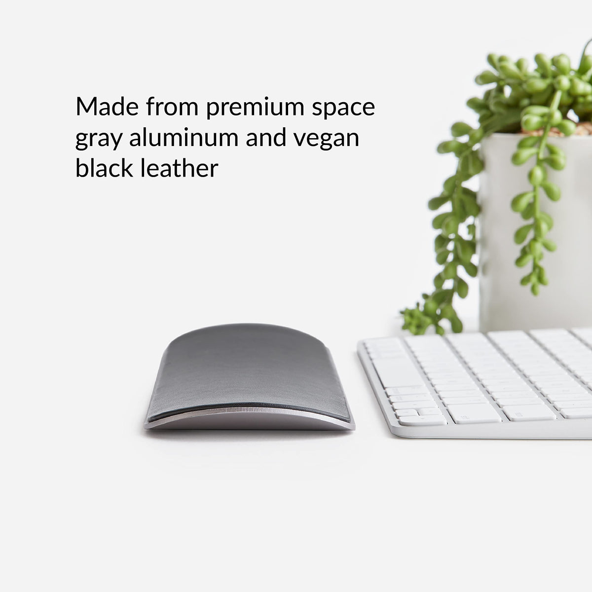 HumanCentric Wrist Rest Pad for Apple Magic Keyboard & Tenkeyless Keyboards, Ergonomic Wrist Support in Space Gray Aluminum with Black Vegan Leather