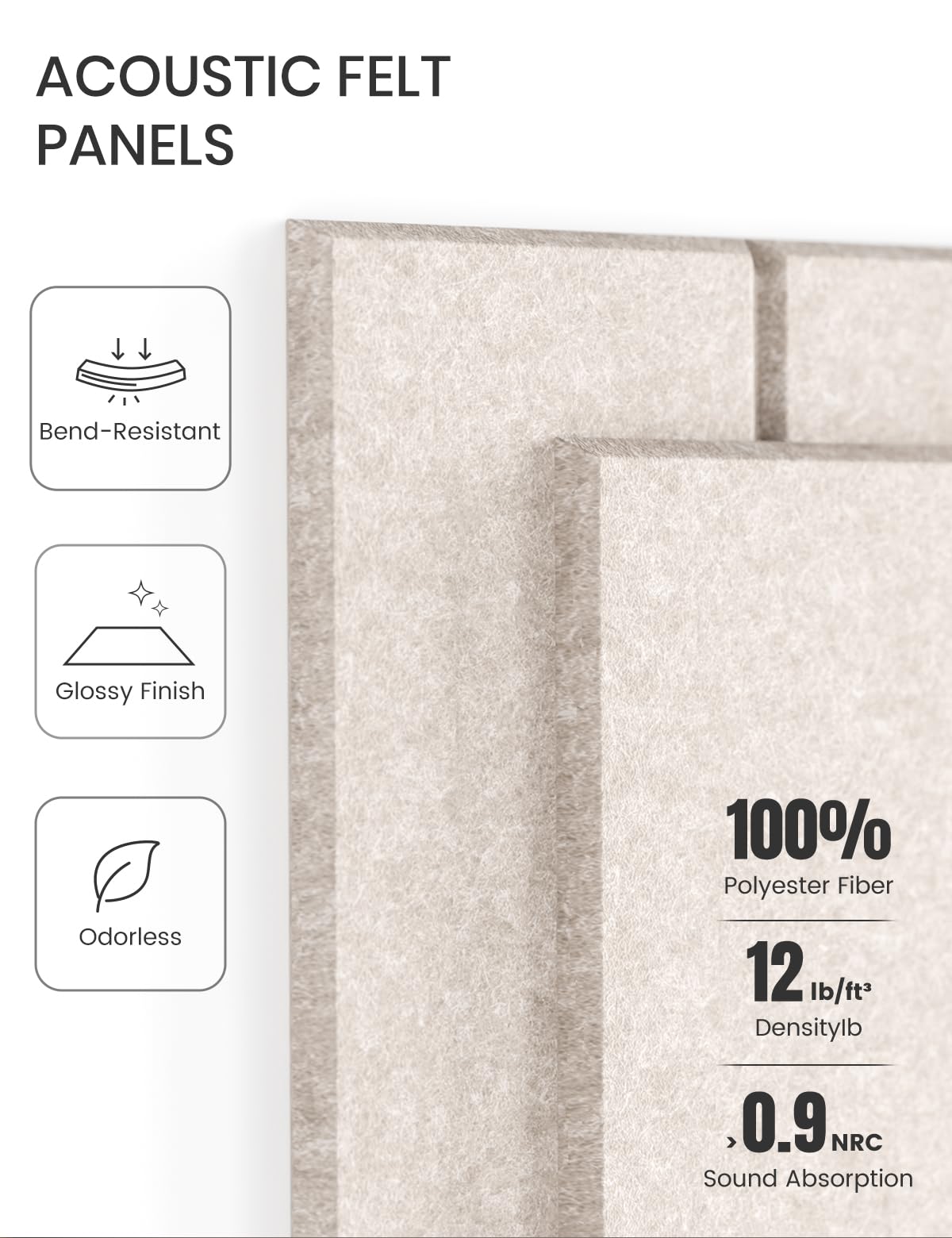 Fluxynara Felt Bulletin Board Tiles Large 36" x 24" Cork Board Alternative-6 Pack with 40 Adhesive Tabs, Thick Slat Wall Panels for Office Decor, Push Pin Board Wall Organizer Alternative - Oatmeal
