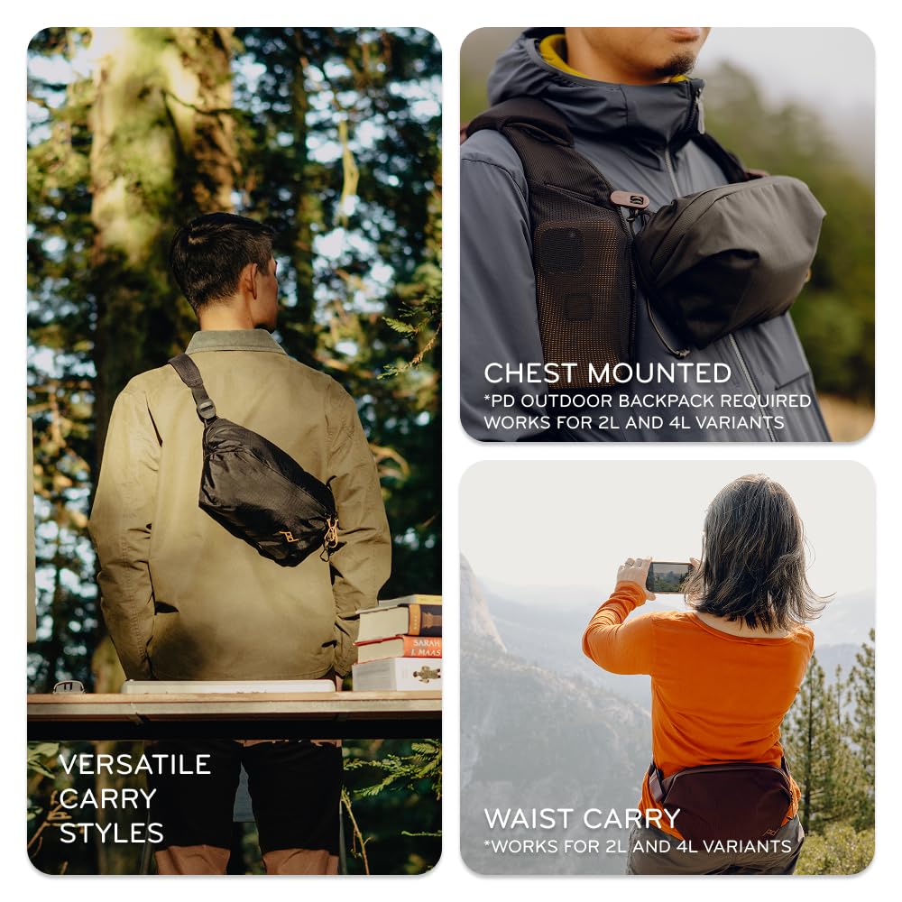 Peak Design Outdoor Sling 4L, Black, Padded Adjustable Shoulder Strap for Crossbody & Waist Carry, 3 Mesh Internal Pockets, Ideal for Carrying Cameras & Essentials, Versatile Sling Bag for Men & Women