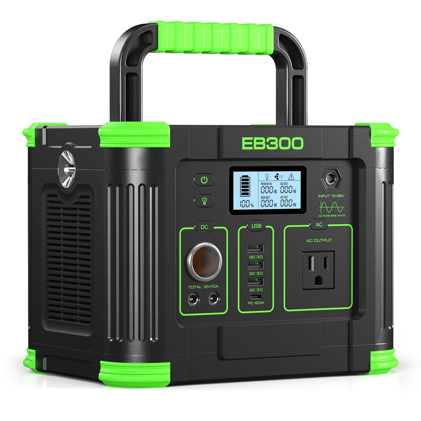 Portable Power Station 330W, 288.6Wh Solar Generator with 60W USB-C PD Output, 110V Pure Sine Wave AC Outlet, 5W Wireless Charging, 330W Backup Lithium Battery for Outdoor Camping Travel Hunting Home