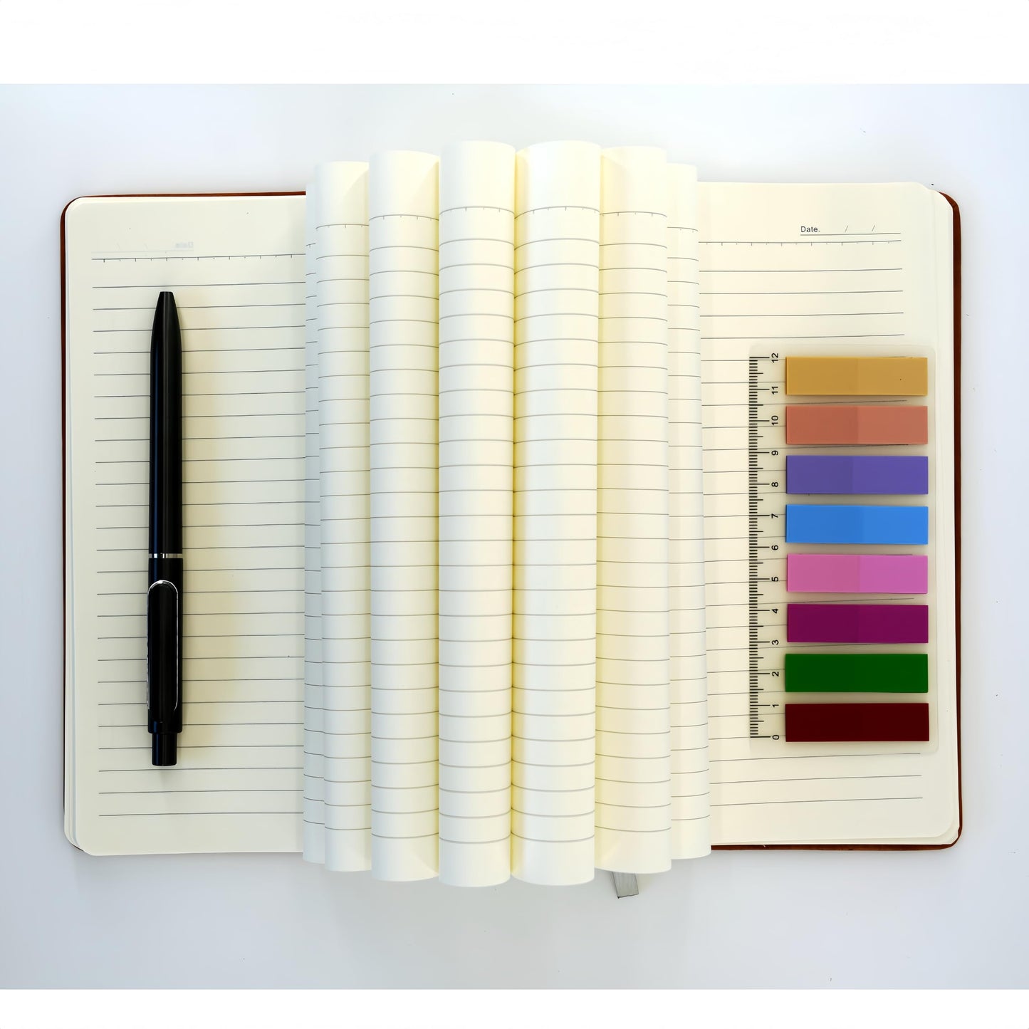 SLFreMint Leather Notebook with Pen and Pen Holder Loop, 240 Pages, 80GSM Paper, College Ruled, Lay Flat, Suitable Journal for Work, Study, Diary and Business, Hardcover Note Book for Both Man and Woman