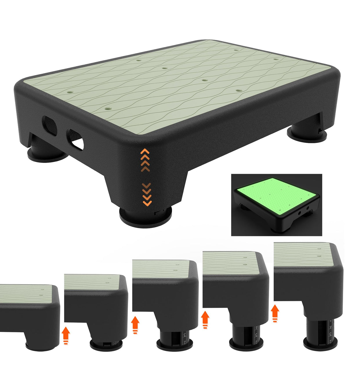 LIFTOZA 5-Level Adjustable Step Stool, Noctilucent Bedside Step, 700 LBS Capacity Safety Step Platform, Indoor and Outdoor Foot Stool for Seniors and Kids, Wide Step Stools Elderly Assistance at Night