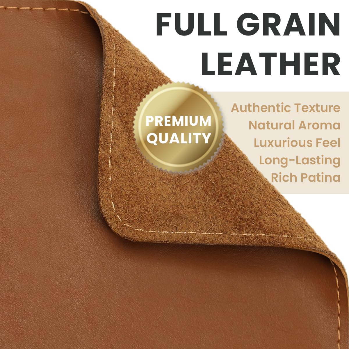 DAREhue Full Grain Genuine Leather Desk Pad – Toffee Tan Brown (L) - Premium Desk Mat with Non-Slip Backing, Thick 3mm, Office Desk Protector for Work & Gaming (Large 27.6 x 11.8 inch)