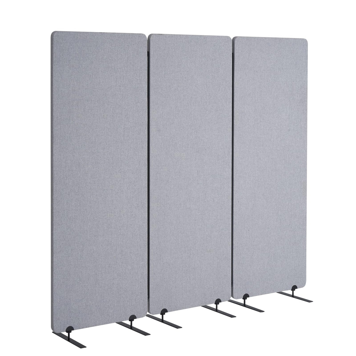 VEVOR 2FT Room Divider, 3 Panel PET Polyester Soundproof Room Screen, Folding Privacy Divider Portable Partition Divider for Room Separation, Freestanding Room Partitions for Office Study, Grey