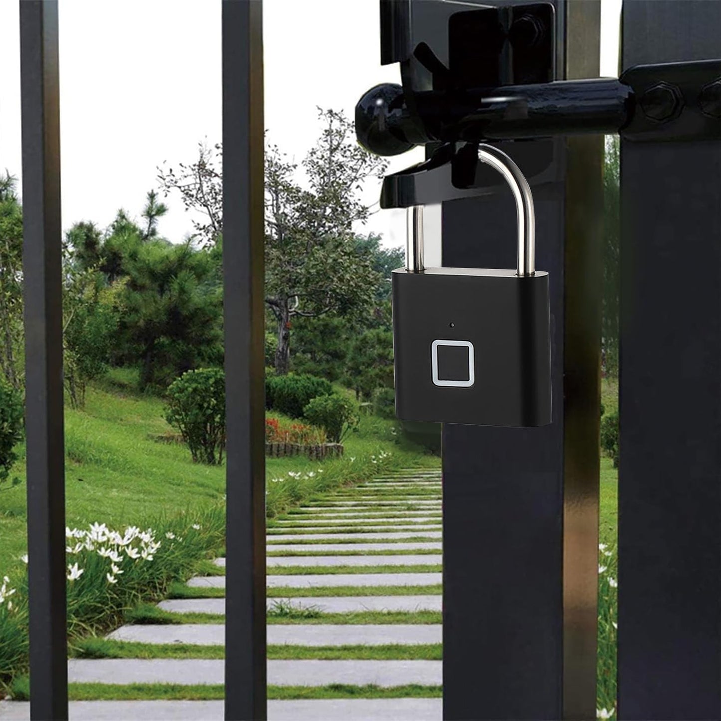 Fingerprint Padlock, Locker Lock with Keyless, Portable Biometric Padlock Combination Locks for Gym Gate Storage, Smart Lock for Locker USB Rechargeable (20 Fingerprint Black A)