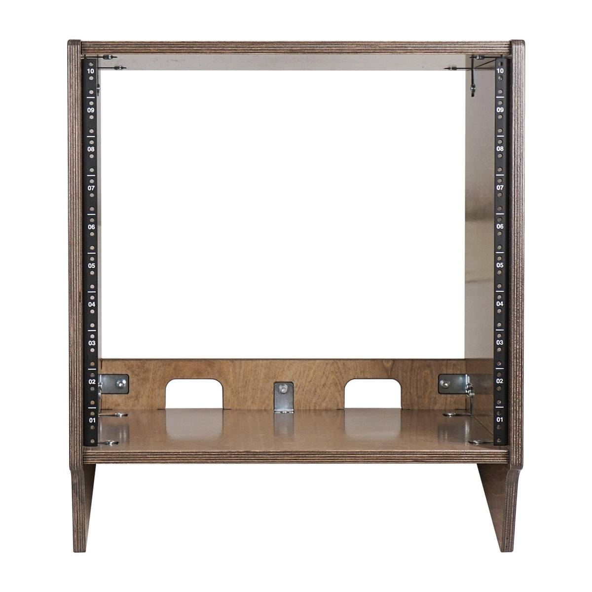 Sound Town DIY 10U Angled Desktop Turret Studio Rack with Solid Baltic Birch Plywood, Weathered Brown, Assembly Required (SDRK-10SLB)