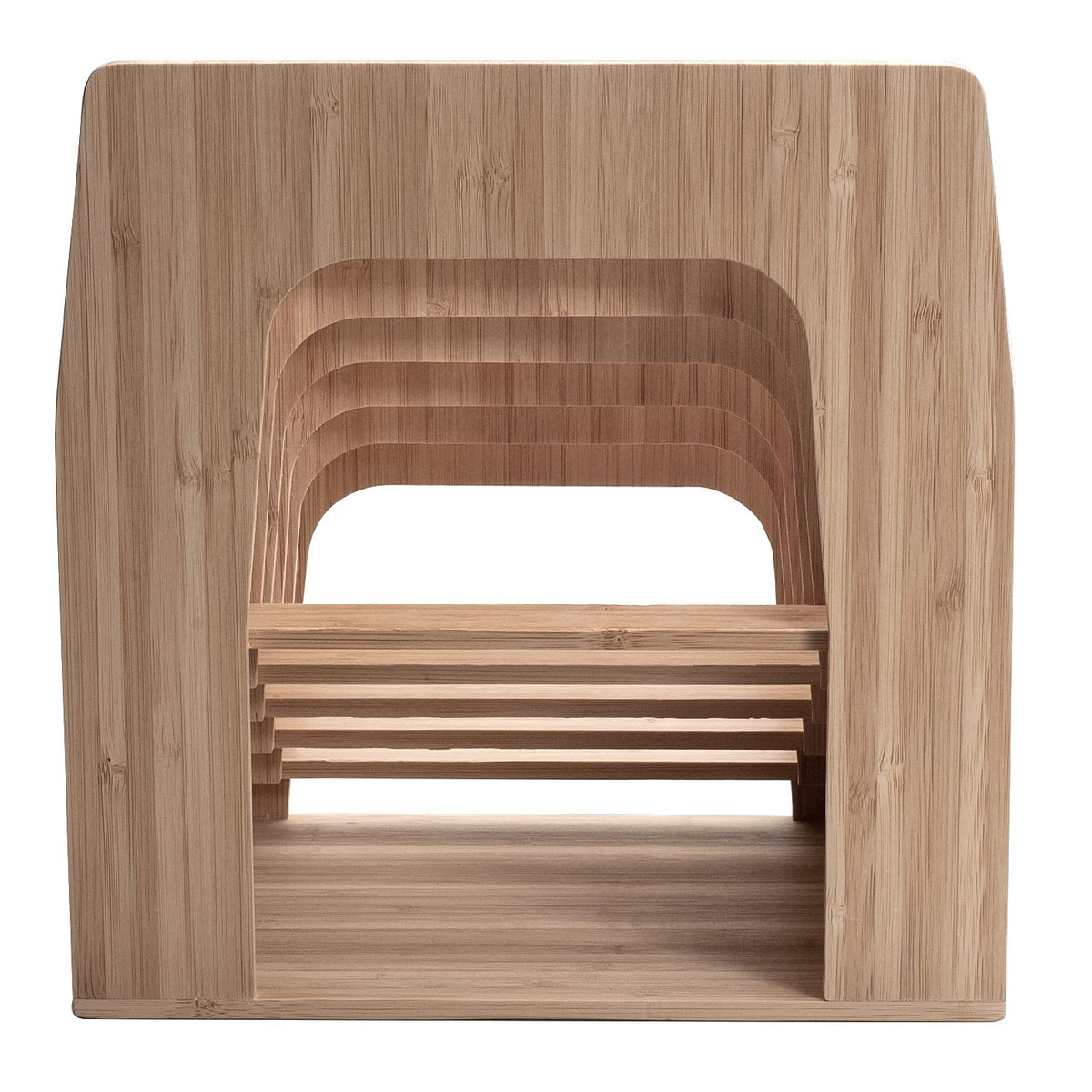 MobileVision Bamboo Desktop Inclined File Folder Organizer and Paper Tray, Upright Sections, Step Sorter, 5 Slots