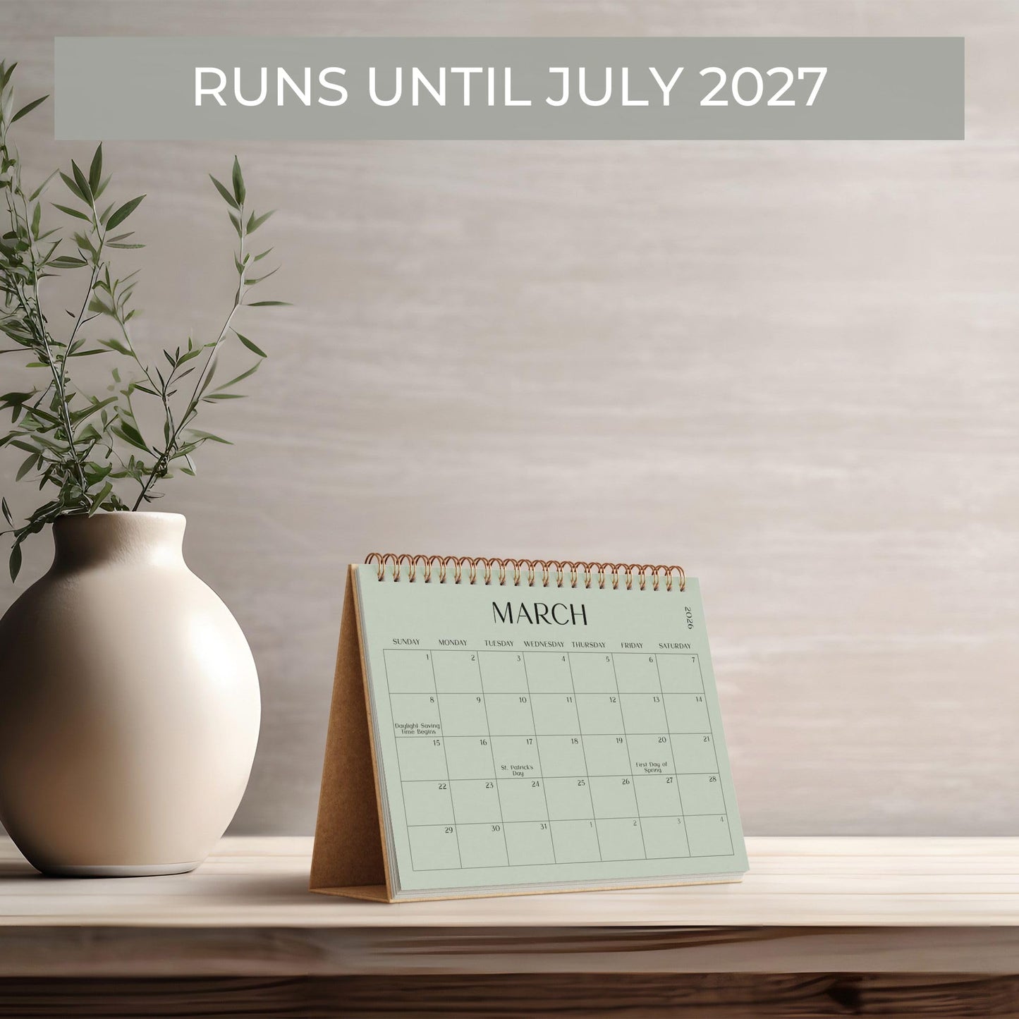 Aesthetic Desk Calendar 2026-2027 - Runs from January 2026 until July 2027 - Beautiful Small 26-27 Flip Desktop Calendar for Easy Organizing