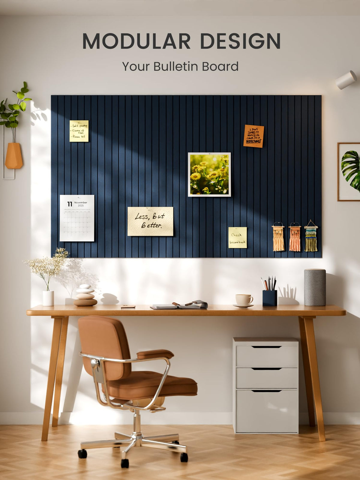 Bumusty Large Cork Board Alternative-48 x 36" Felt Bulletin Board Tiles, with 30 Pushpins, 70 Adhesive Tabs, Fine-Stripe 12-Pack, Cork Boards for Office Push Pin Board Felt Board-Carbon Blue