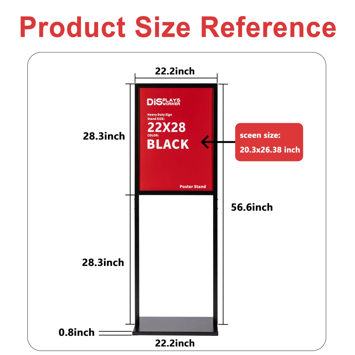 DISPLAYSWORKER Sign holder floor stand, heavy Duty Pedestal poster banner stand for display,22×28 inch slide-in double sided poster sign holder floor standing for board Display (Black, 22×28)