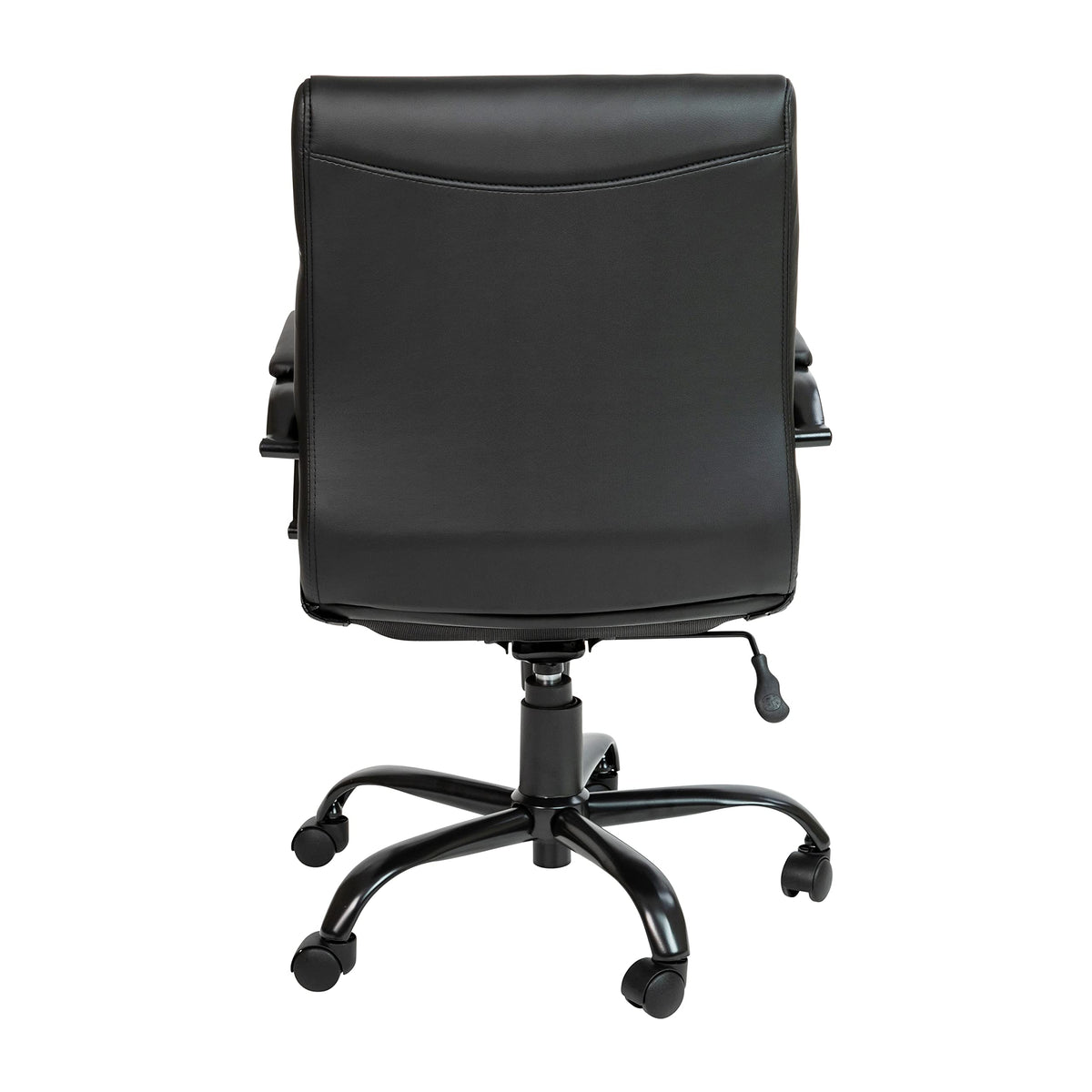 Flash Furniture Whitney Mid-Back Swivel LeatherSoft Desk Chair with Padded Seat and Armrests, Adjustable Height Padded Office Chair, Black