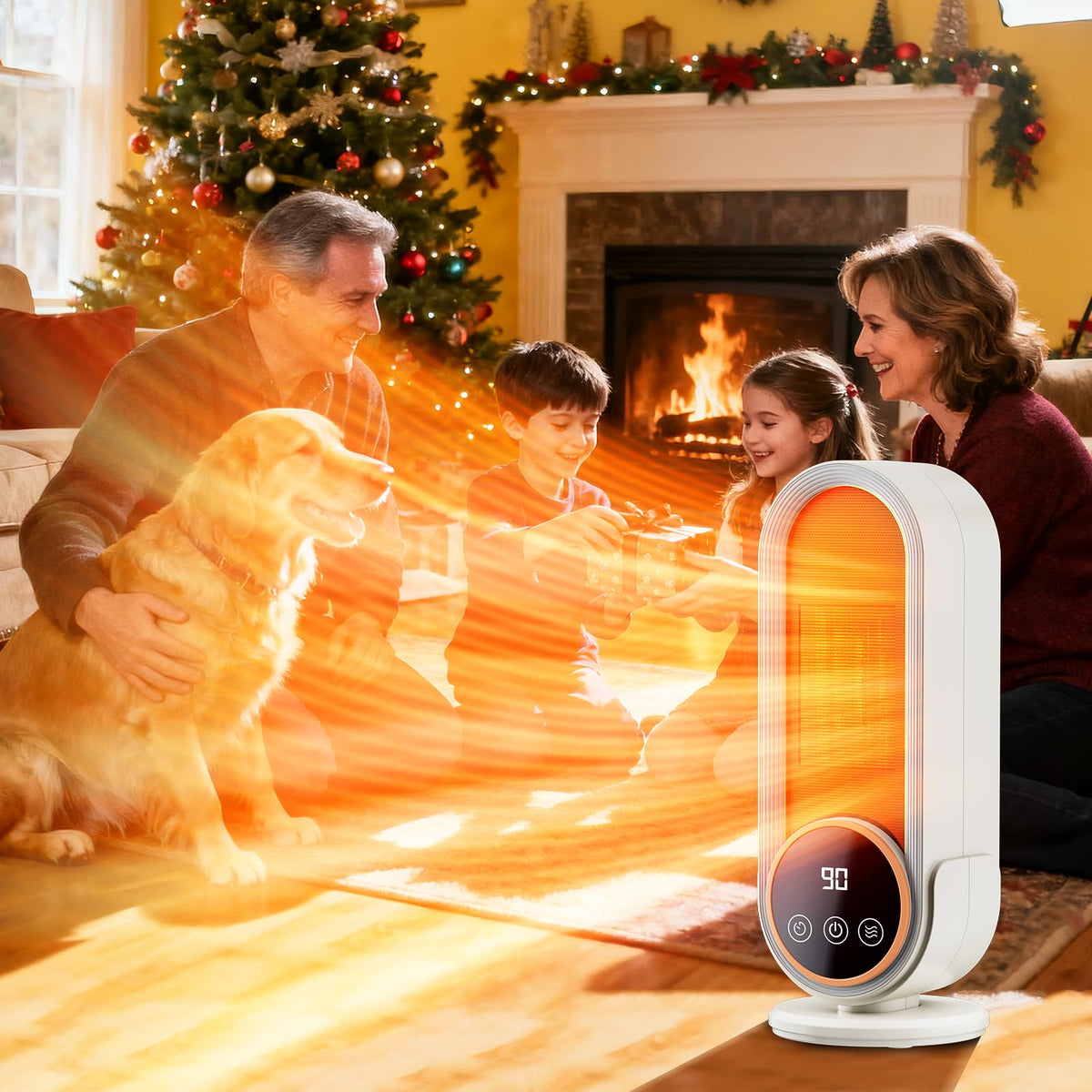 Space Heater Indoor - Energy Efficient Portable Heater with Adjustable Thermostat,1200W PTC Rapid Heating Ceramic Technology with Remote,Intelligent Timing