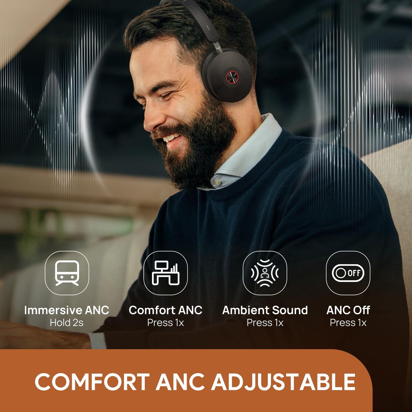 Yealink BH74 with Stand ANC Wireless Headset with Microphone for PC, Bluetooth Headset Noise Cancelling with 6 AI Mic, 32H Talk Time & Mute Button, Microsoft Teams Premium Open Office Certified UC