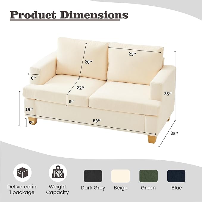 Apicizon 3 Pieces Couch Set Living Room Furniture Sets, Loveseat Sofa & 3