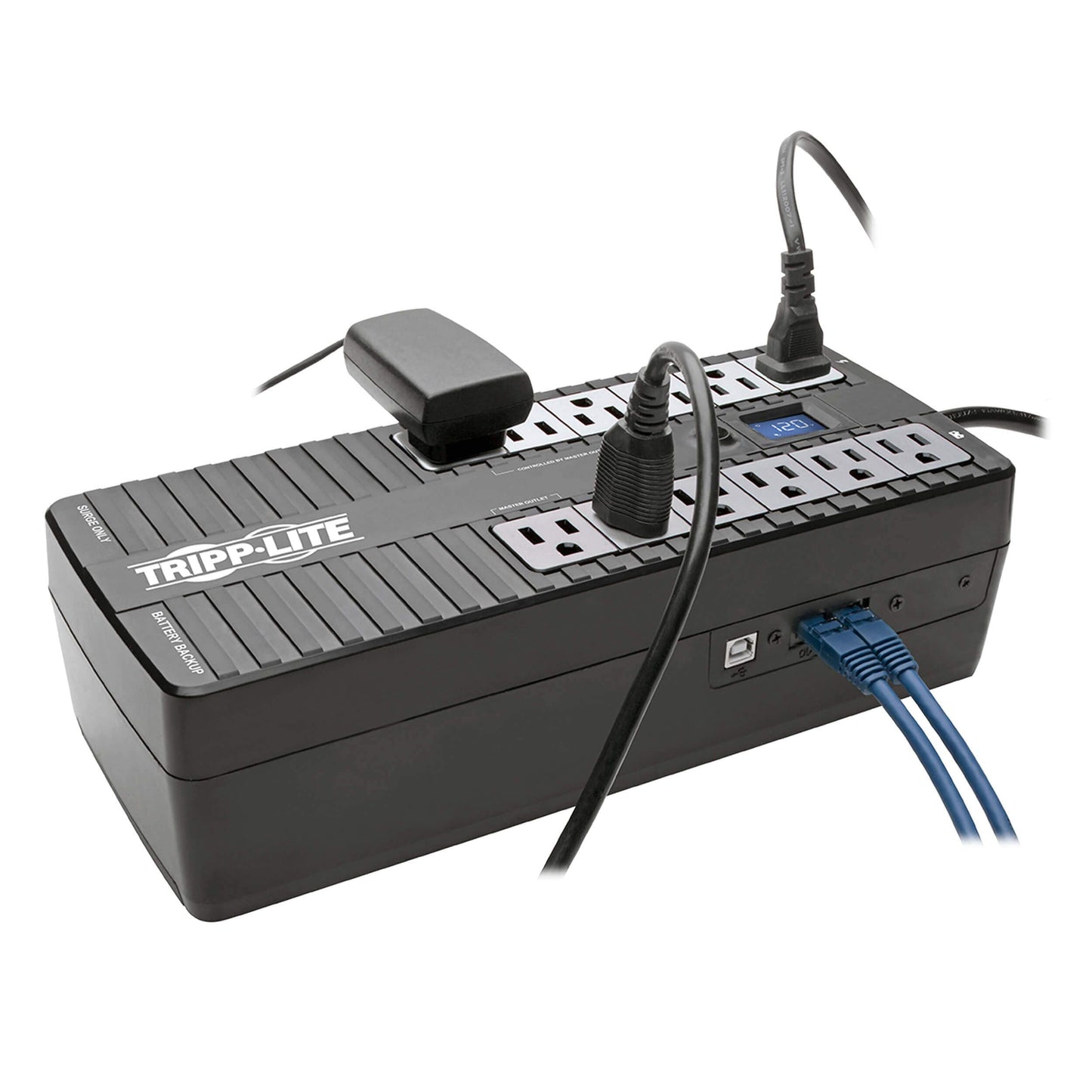 Tripp Lite 850VA UPS Battery Backup Surge Protector Efficient Energy-Star Certified, AVR, 12-Outlet Uninterruptible Power Supply, Dataline Protection, 3-Year Warranty & $100,000 Insurance (ECO850LCD)