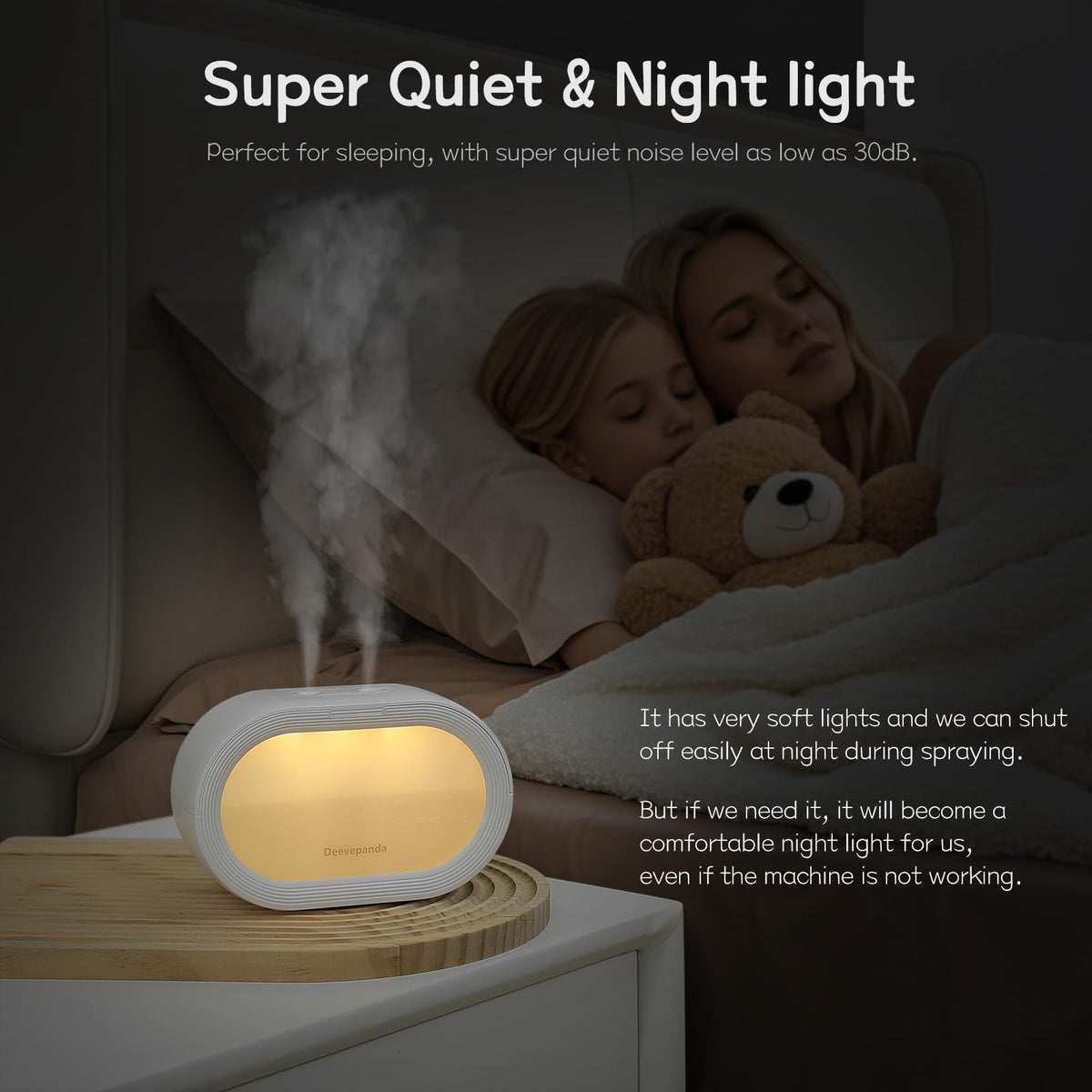 Deevepanda Small Dual Cool Mist Humidifier for Bedroom, 500ml Mini Plant Humidifier Indoor, Rechargeable Battery Powered Portable Desk Baby Humidifier for Kids Room Home Baby Nursery, Office, White