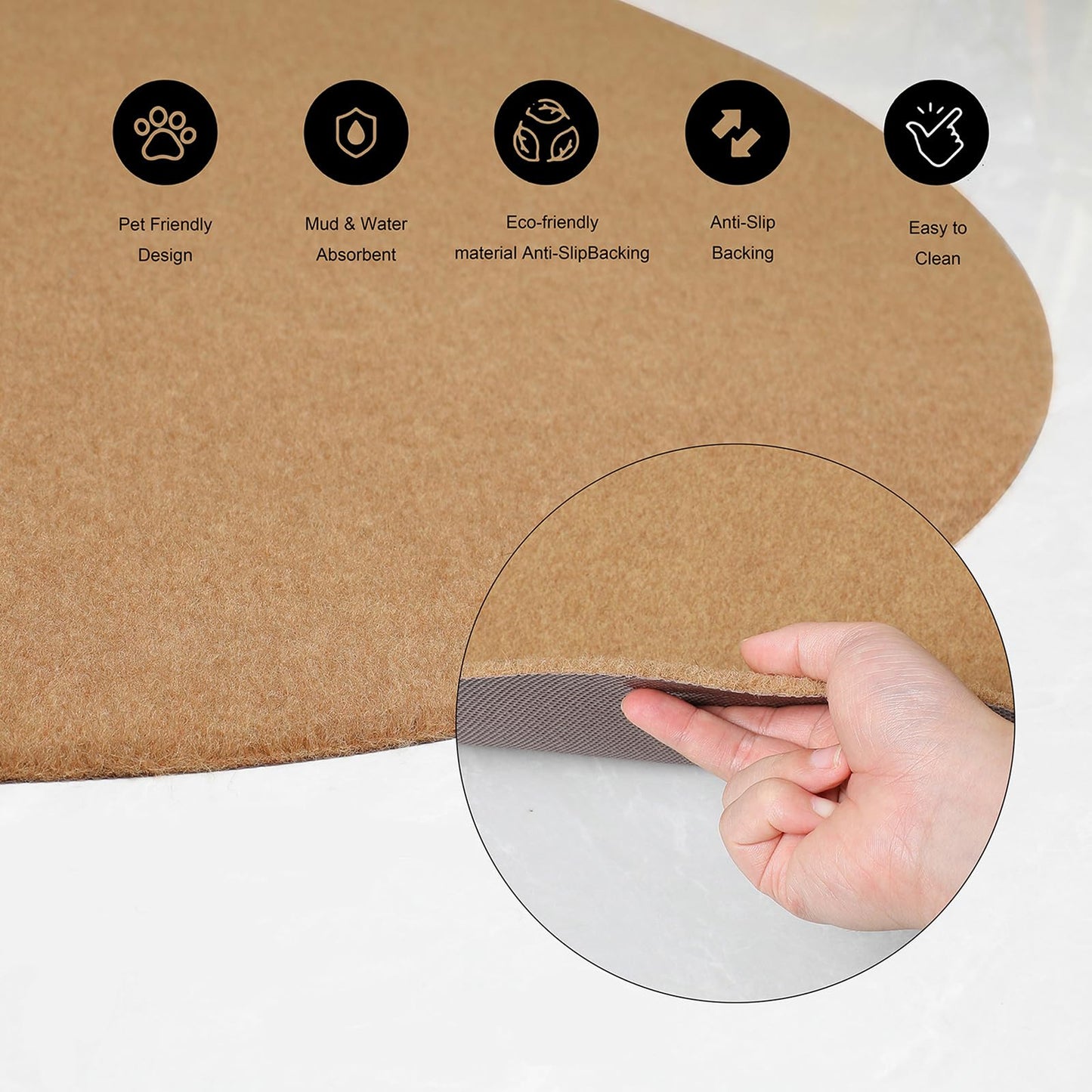 Office Chair Mat for Low Flat Pile Carpet/Hardwood Floor, Round 39"x39" Non-Slip & Noise Reducing Carpet Floor Protector Mat (Coffee Brown)