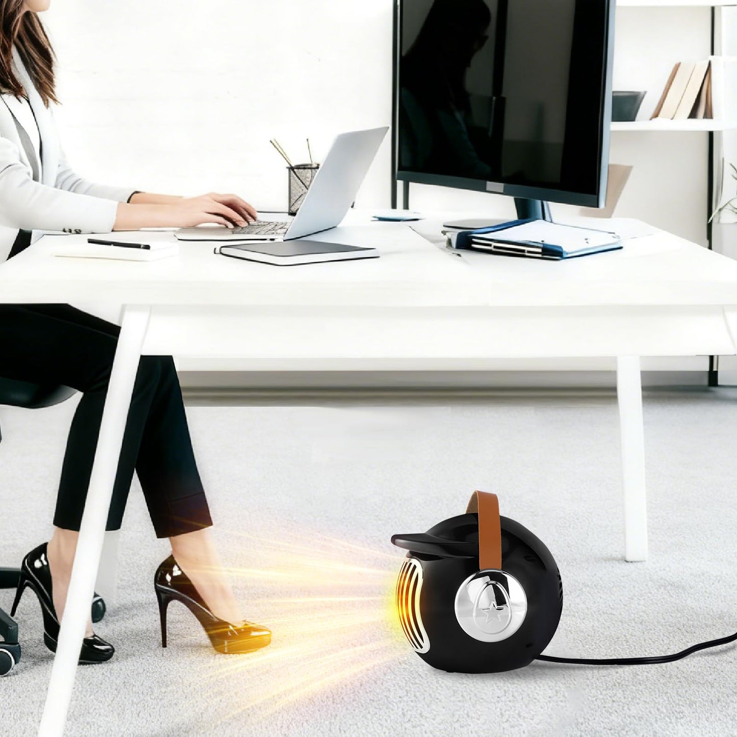 2 Pack Small Desk Heater for Office, Compact Personal Electric Heater with PTC Ceramic Fast Heating 500W, Energy Efficient for Indoor Use, Safe with Overheating & Tip-Over Protection