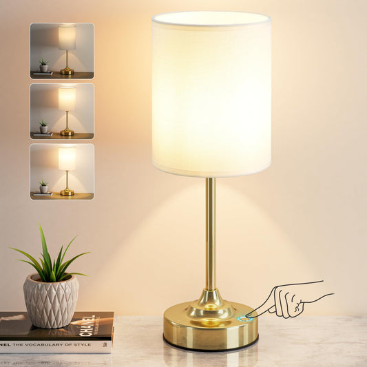 Touch Control Cordlss Table Lamp, USB-C Rechargeable Lamp with Stepless Dimming, 4000mAh Battery Operated Vintage Bedside Lamp for Bedroom, Living Room, Night Light & Emergency Lighting, Brass, 1 Pack