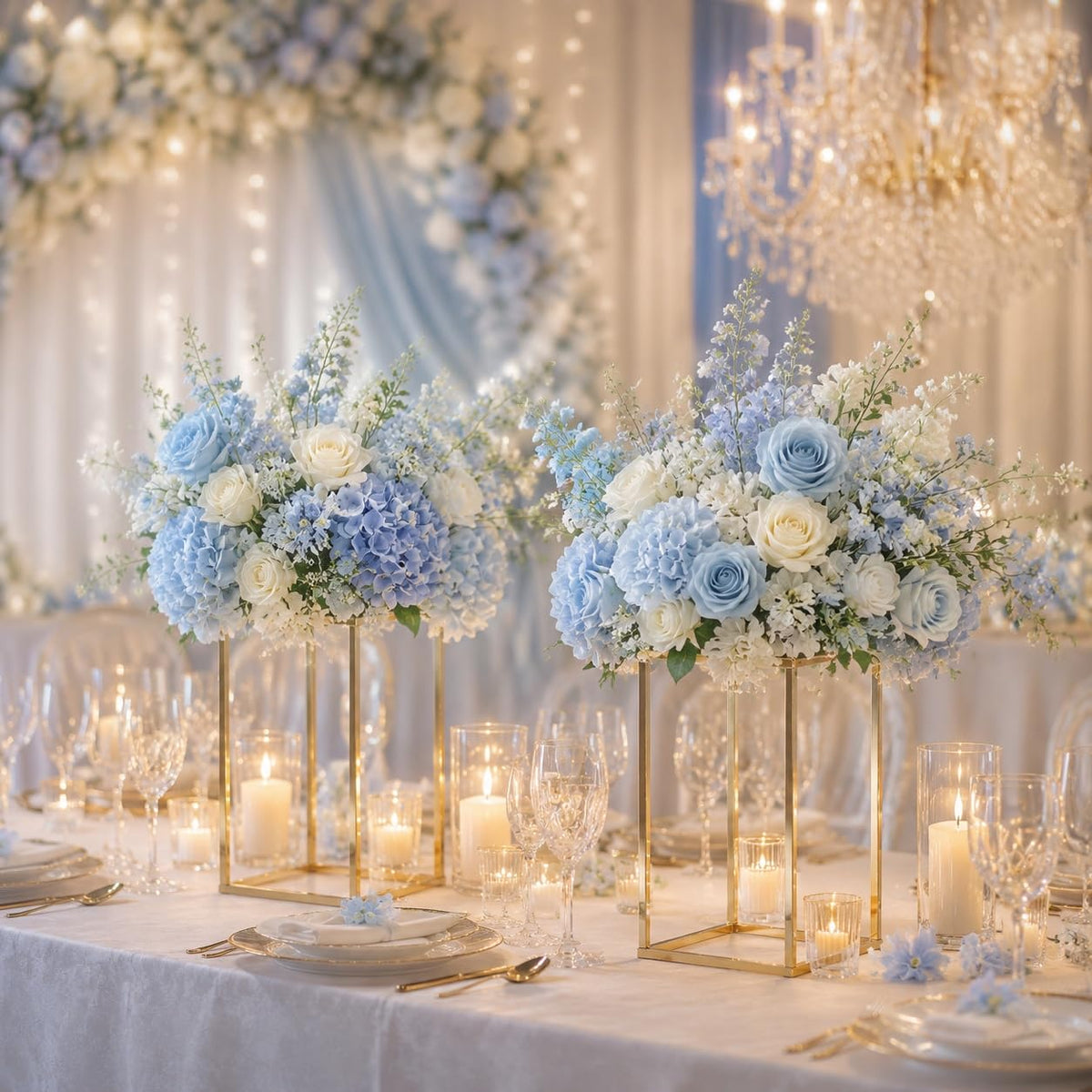 Sziqiqi Dining Table Centerpiece Small Flower Stand for Wedding - Engagement Party Decorations Dining Table Decor for Center Pieces Minimalism Cuboid Design 15.75inch