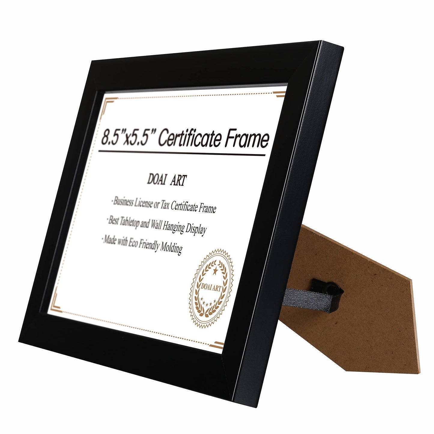DOAI ART 8.5 x 5.5 Business License Frame Black, Professionals 5.5 x 8.5 Certificate Frames Fit Diploma, Document and Tax Certificate Self Standing with Wall Hangers