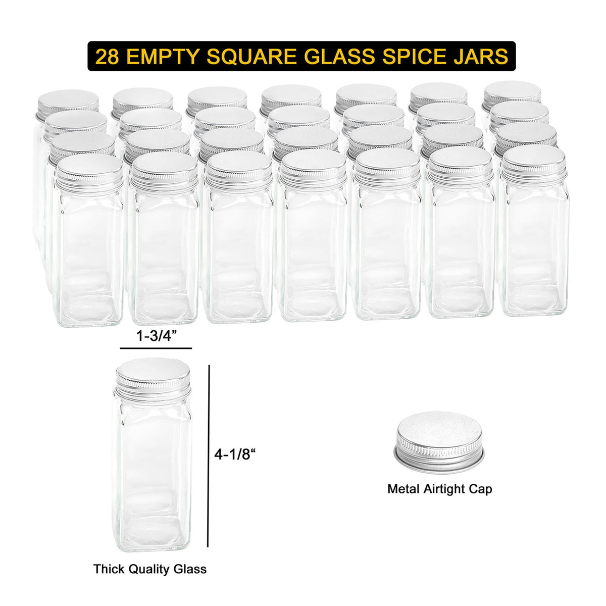 SpaceAid Spice Rack with 24 Spice Jars, 386 Spice Labels, Chalk Marker and Funnel, Wood Hanging Seasoning Shelf for Cabinet Door or Wall Mount (4 Pack)