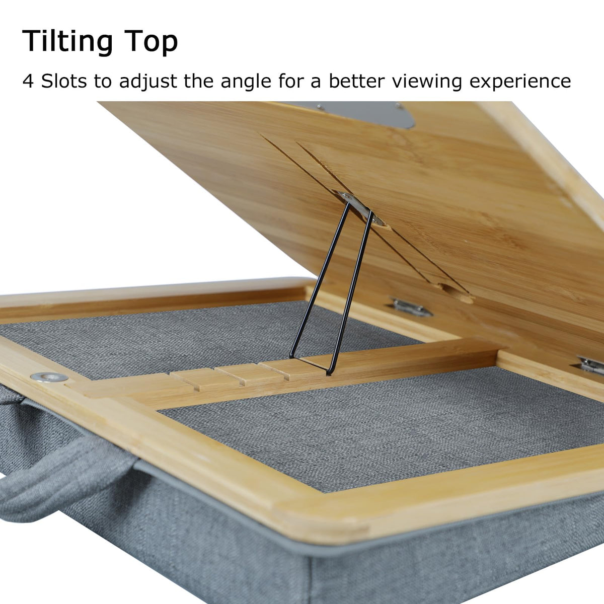 SANJIMO Adjustable Lap Desk for Laptop with Cushion, Bamboo Laptop Stand with Anti-Slip Strip Tablet Phone Holder, Fits up to 15.6 inch or 14 inch with Mouse Space
