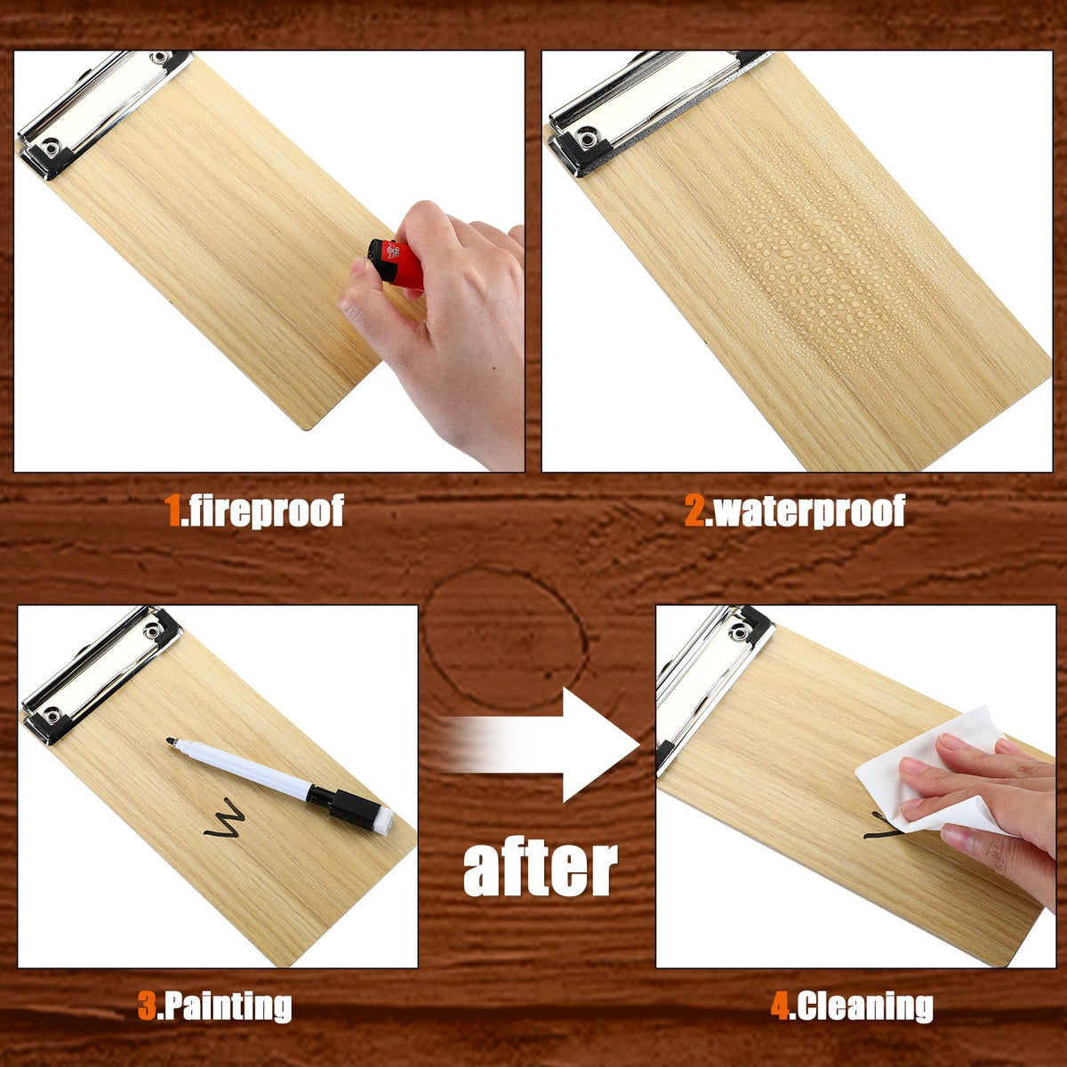 Harloon 50 Pcs Mini Wood Clipboard Check Presenters Bulk Small Wooden Clip Half Page Clipboard Check Presenter for Restaurants Waitress Guest Receipt Menu Holder, 8 x 4'' (Light Brown)