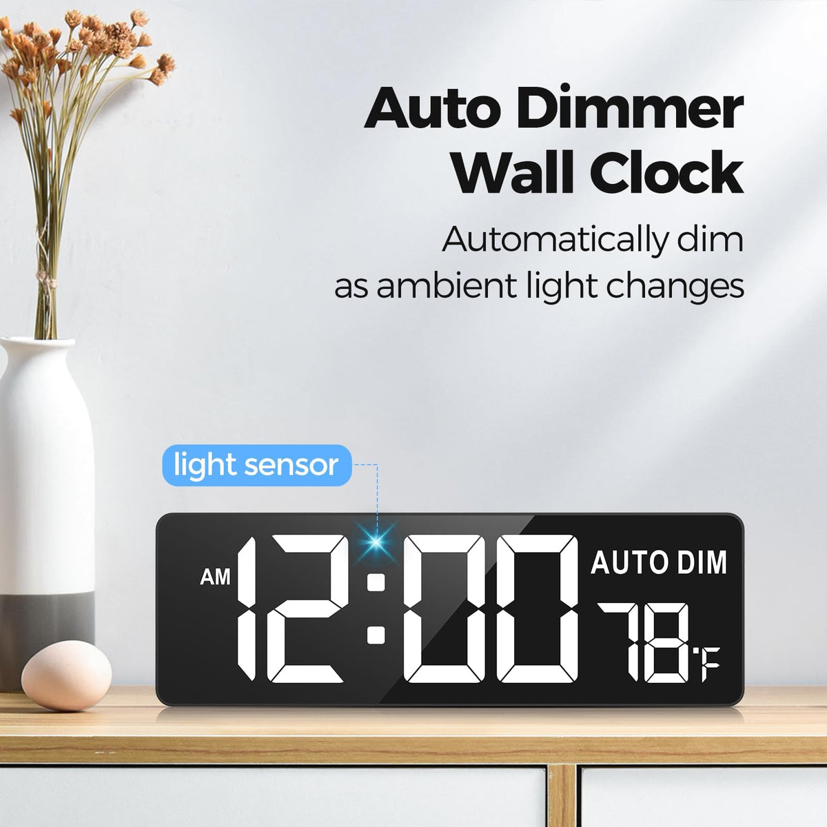 REACHER 16.5" Large Digital Wall Timer Clock with Countdown Timer, Auto Dimmer, Temperature, Remote Control, LED Wall Clock for Teacher, Classroom, Office, Home Decor, Kitchen, Gym, Living Room