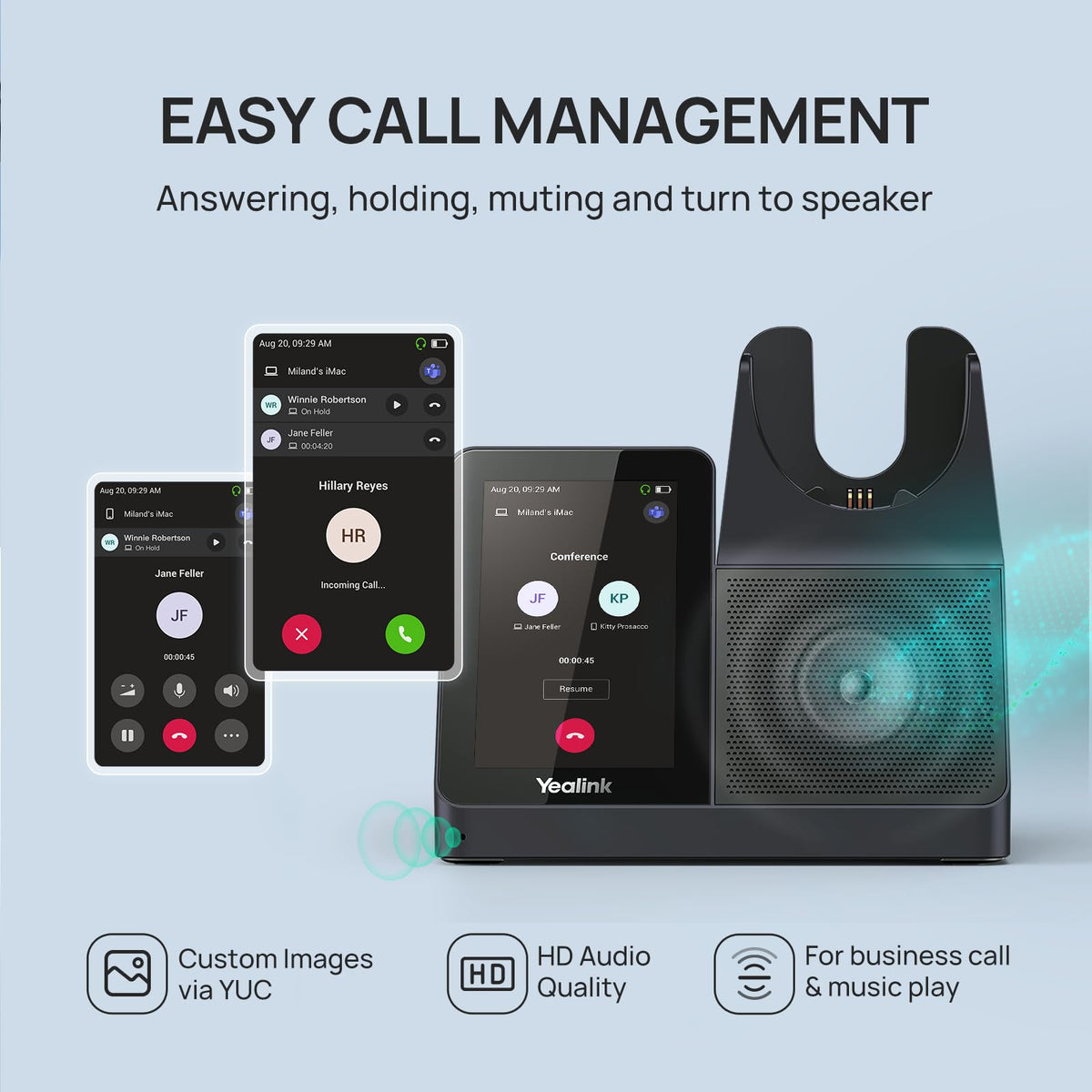 Yealink WH68 Workstation DECT Wireless Headset with 4" Touch Screen,4 Mic Hybrid ANC, 606ft Range,All in One Workstation with Speaker,3X USB Hub Office Headset for Desk Phone,Computer,Cellphone