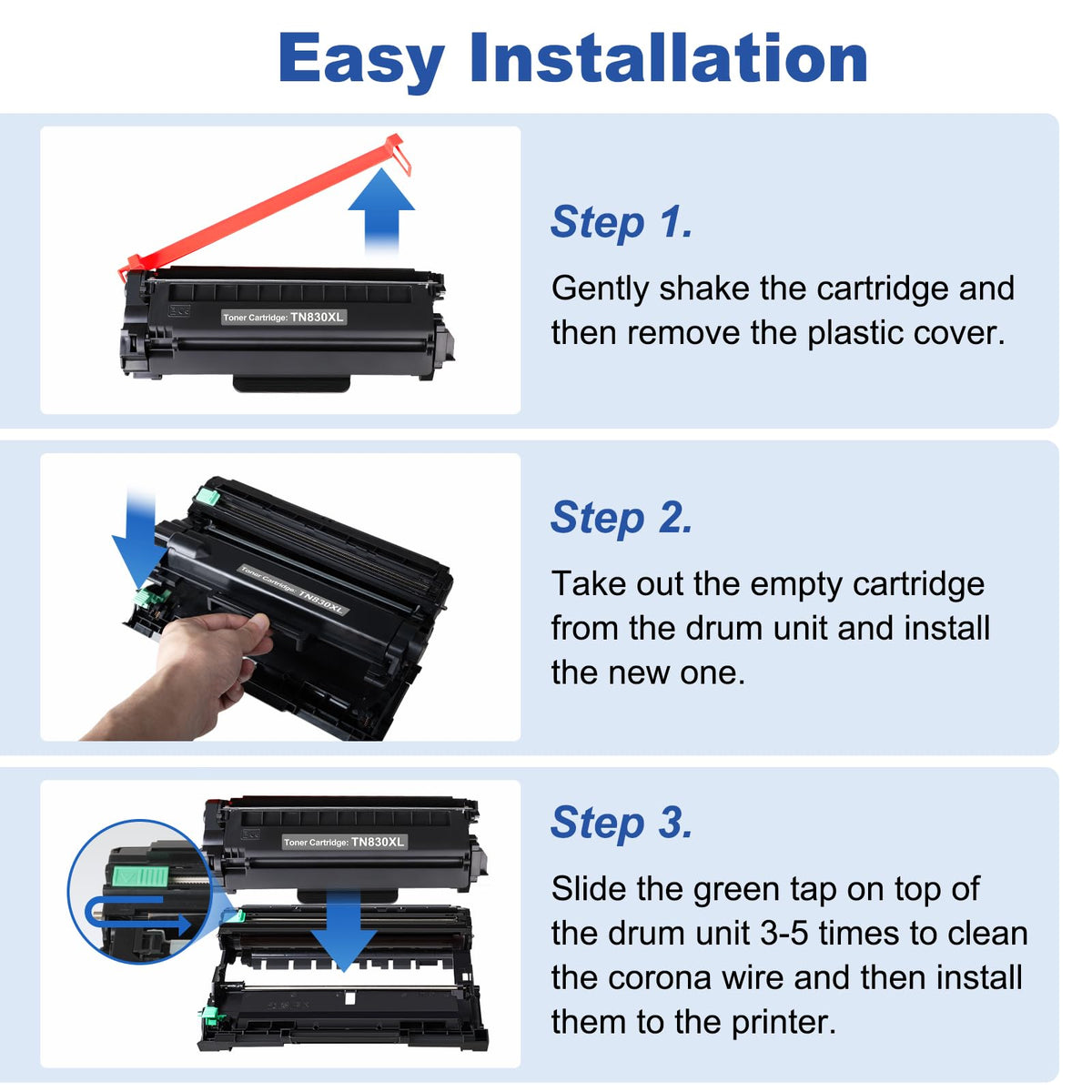 TN830XL Black Toner Cartridge Ink for HL-L2460DW Printer Replacement for Brother TN830 XL TN830 TN-830 Toner Set for DCP-L2640DW HL-L2460DWXL HL-L2405W MFC-L2820DW MFC-L2820DWXL, 4PK (with Chip)